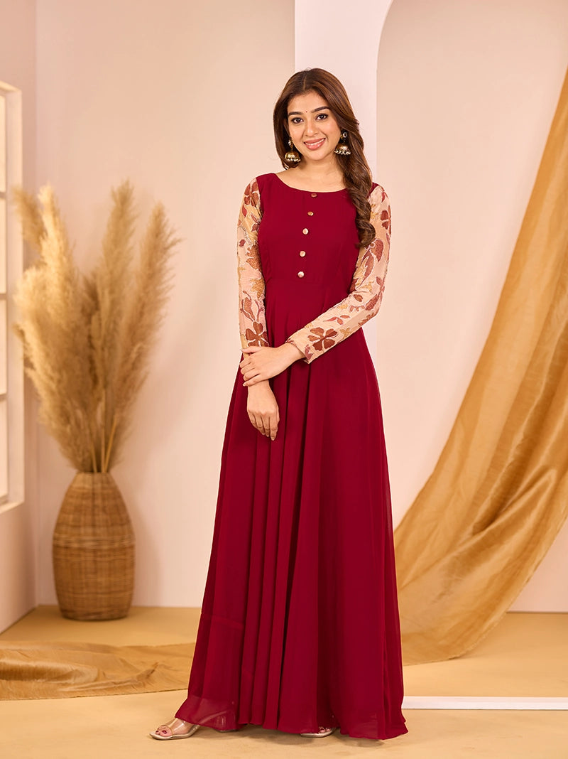 Anikshya D7 Red maroon Party wear