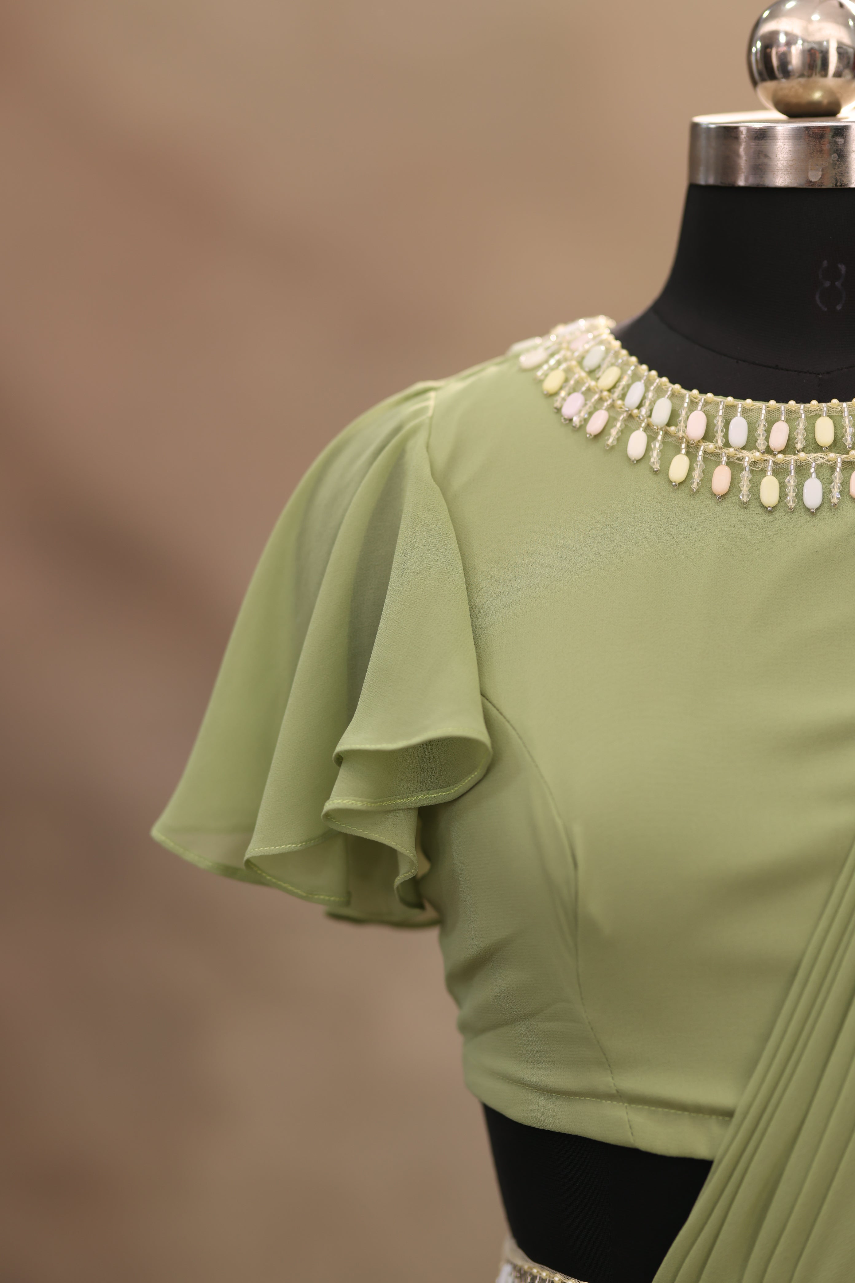 Sage Green Georgette saree