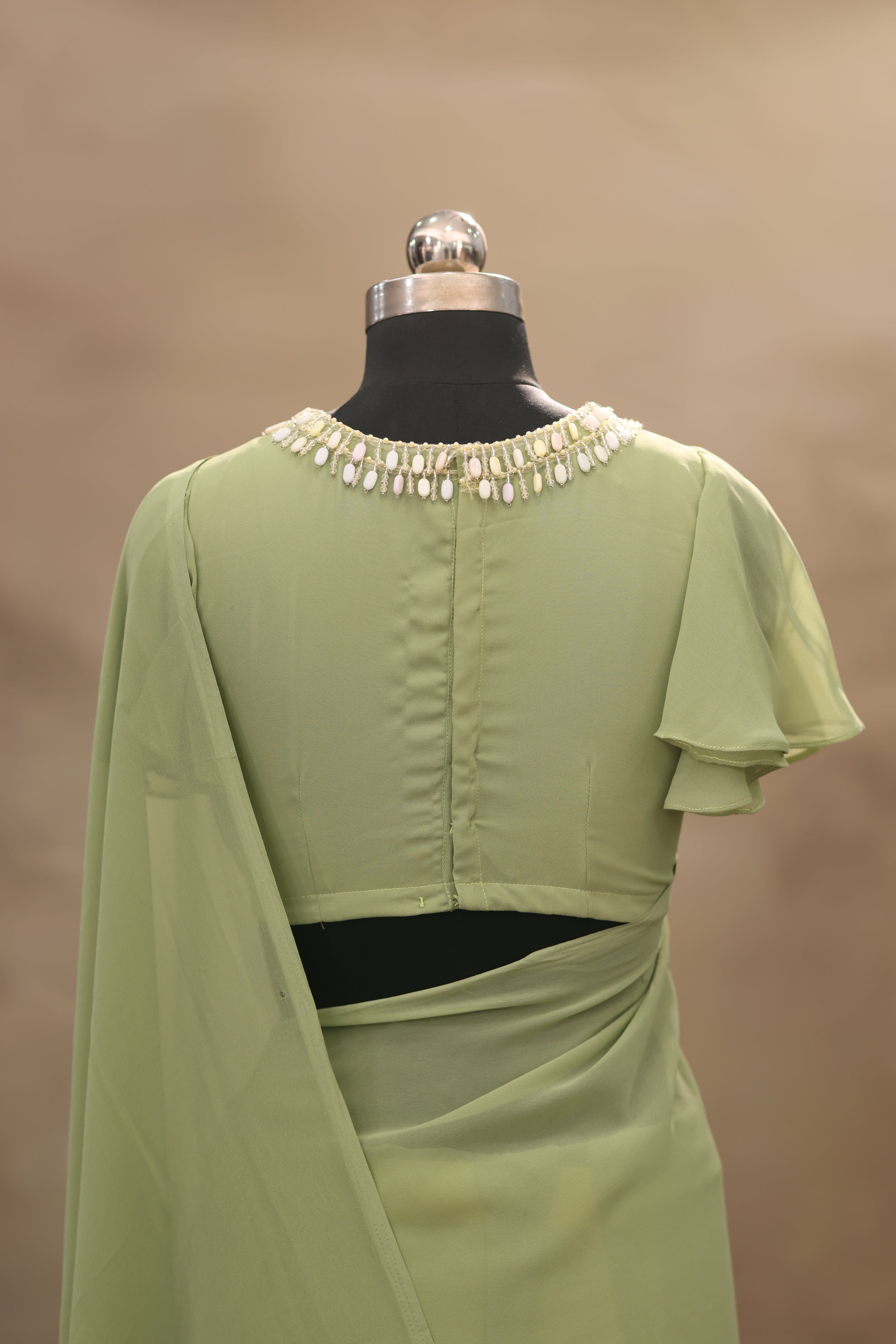 Sage Green Georgette saree