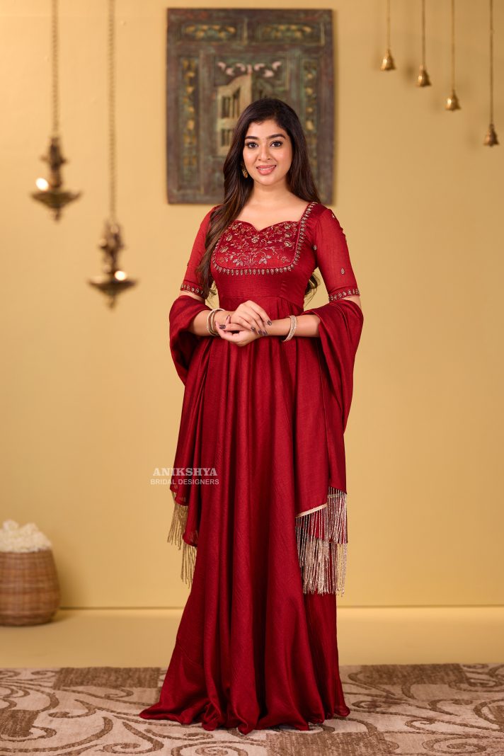 Anikshya Red Vichitra Silk Party wear