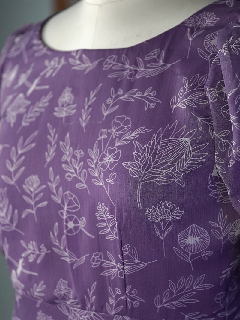 Anikshya Women's Lilac Boat neck Frock