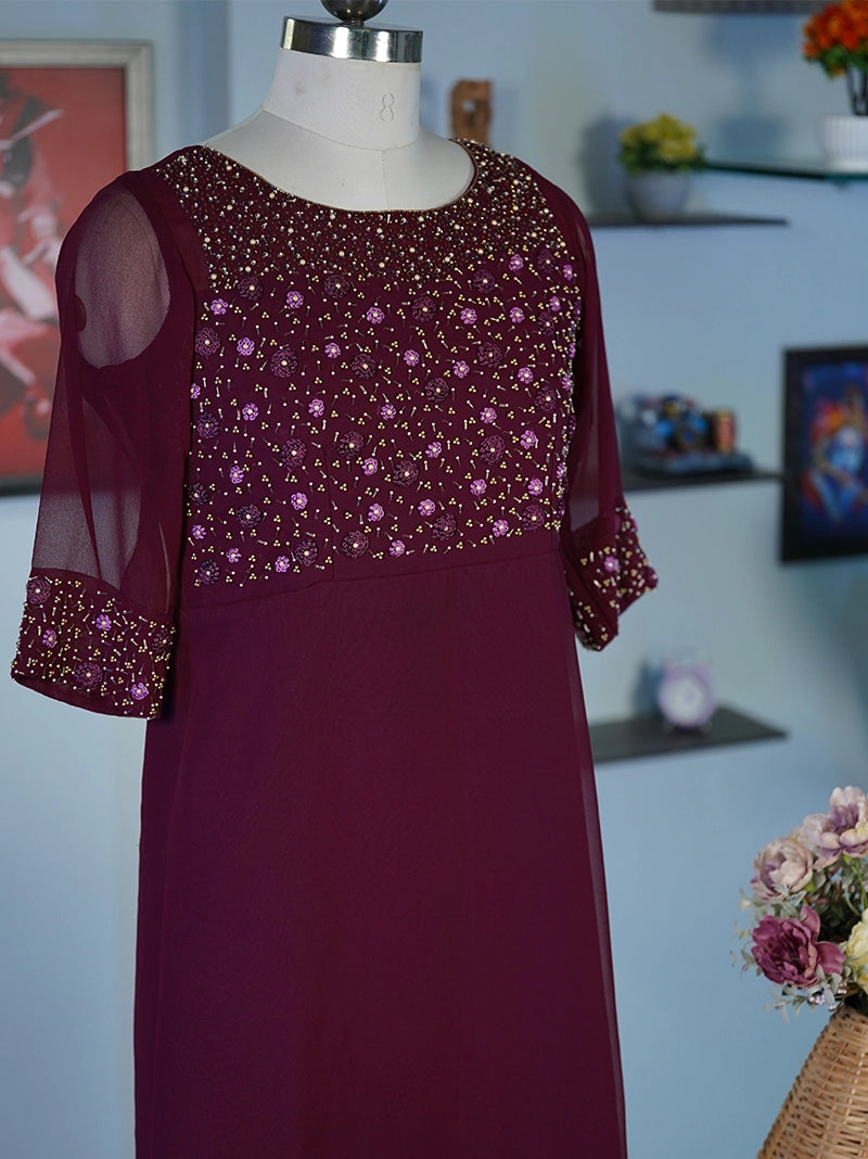 Anikshya Wine Handwork Party wear