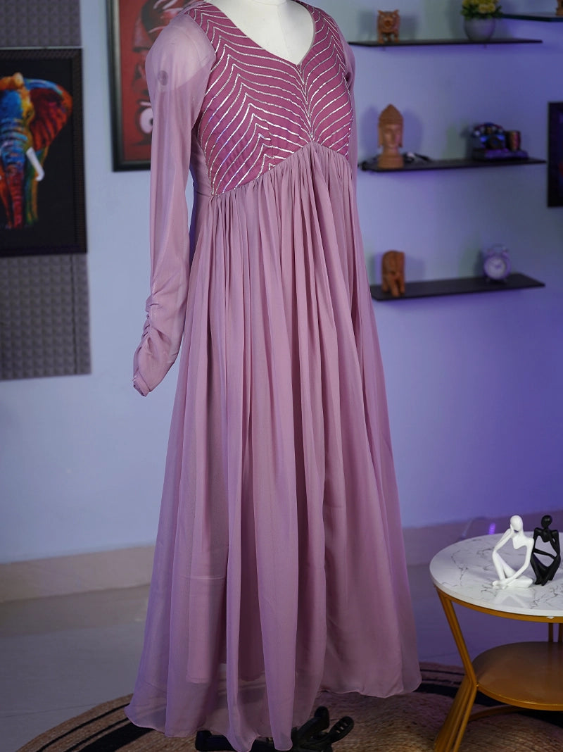 Anikshya Onion Pink Alia cut party wear Dress