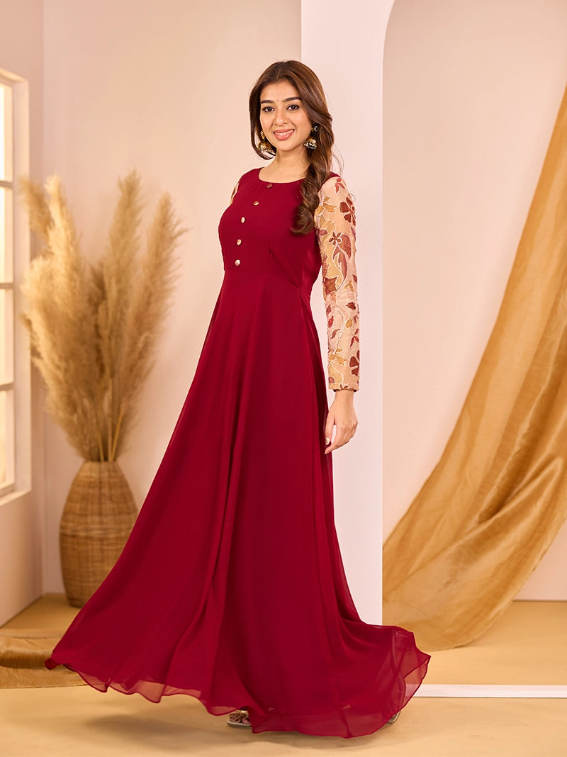 Anikshya D7 Red maroon Party wear