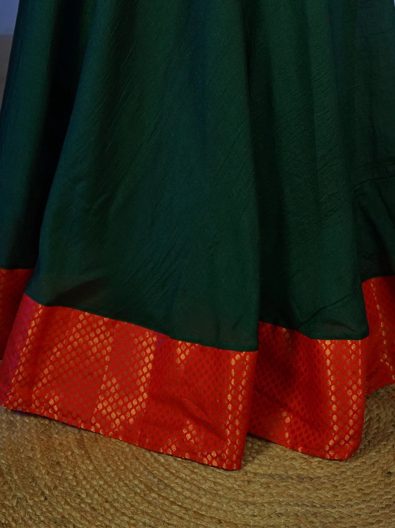 Anikshya Bottle green with Banarasi party wear Dress