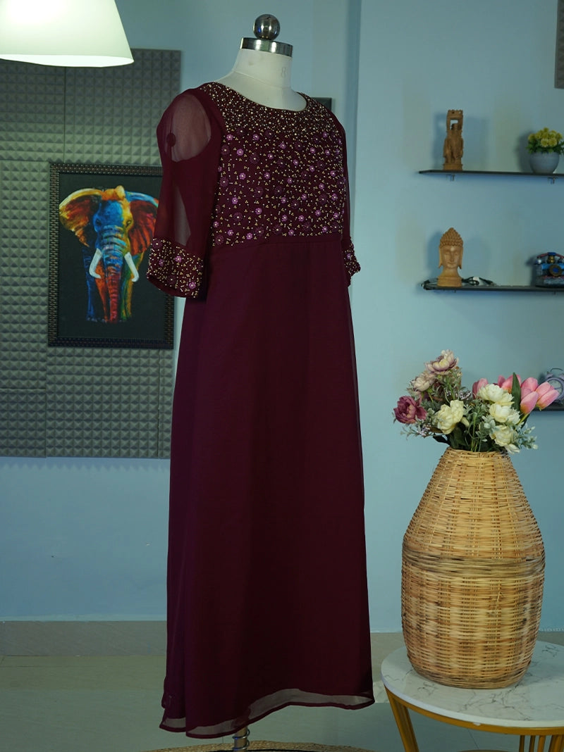 Anikshya Wine Handwork Party wear