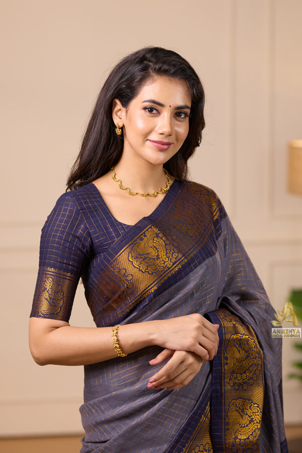 Indigo Sungudi Saree