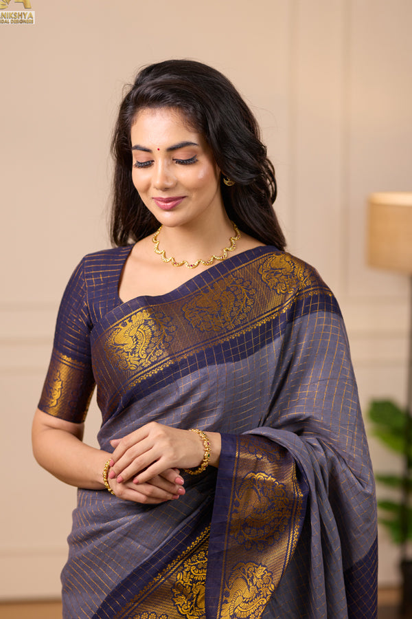 Indigo Sungudi Saree