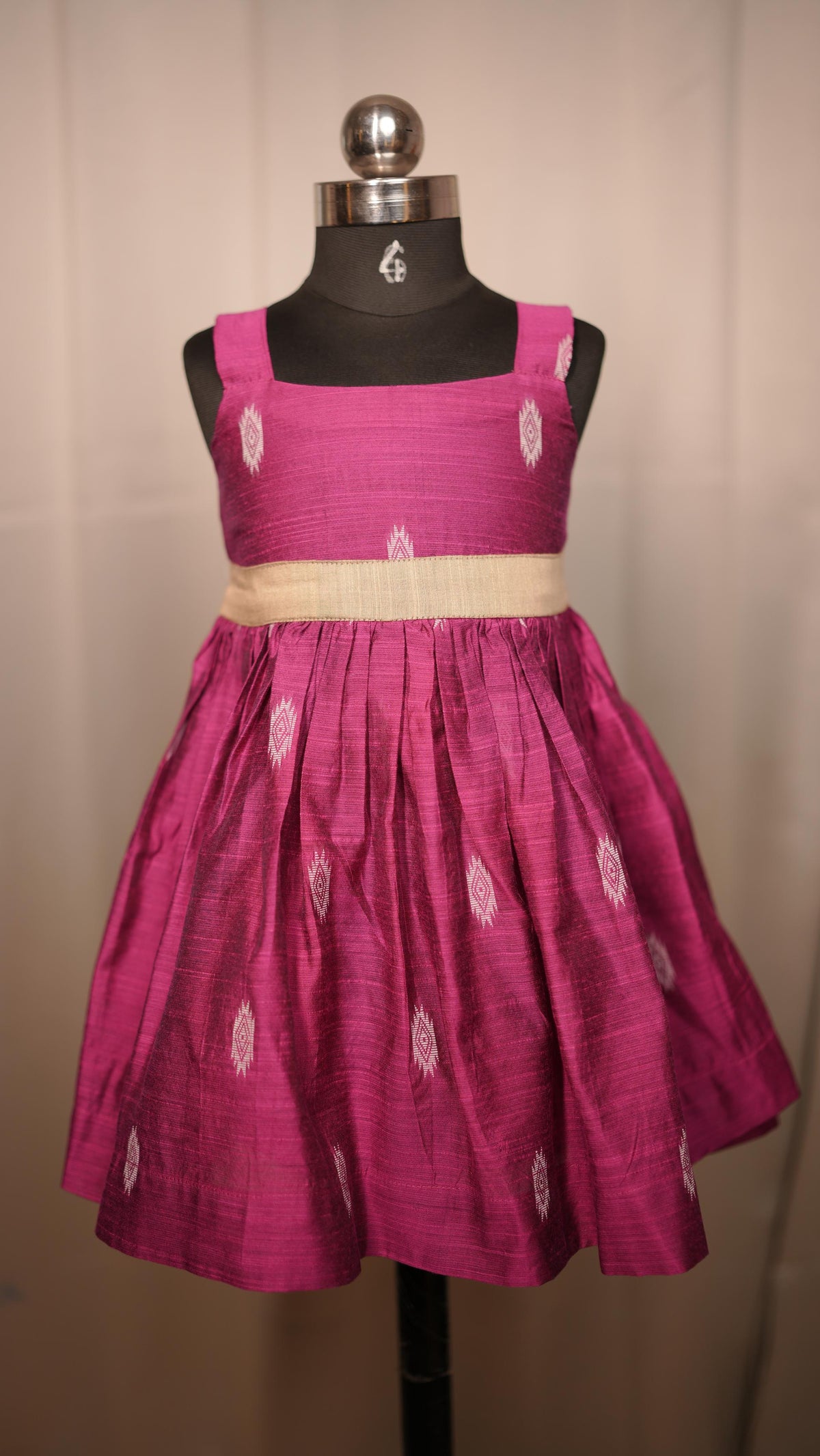 Majenta Raw silk Kid Frock