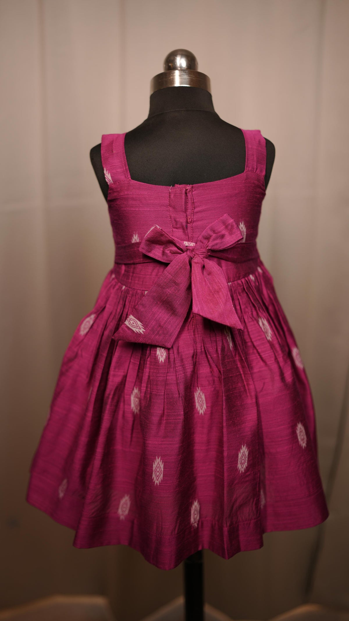Majenta Raw silk Kid Frock