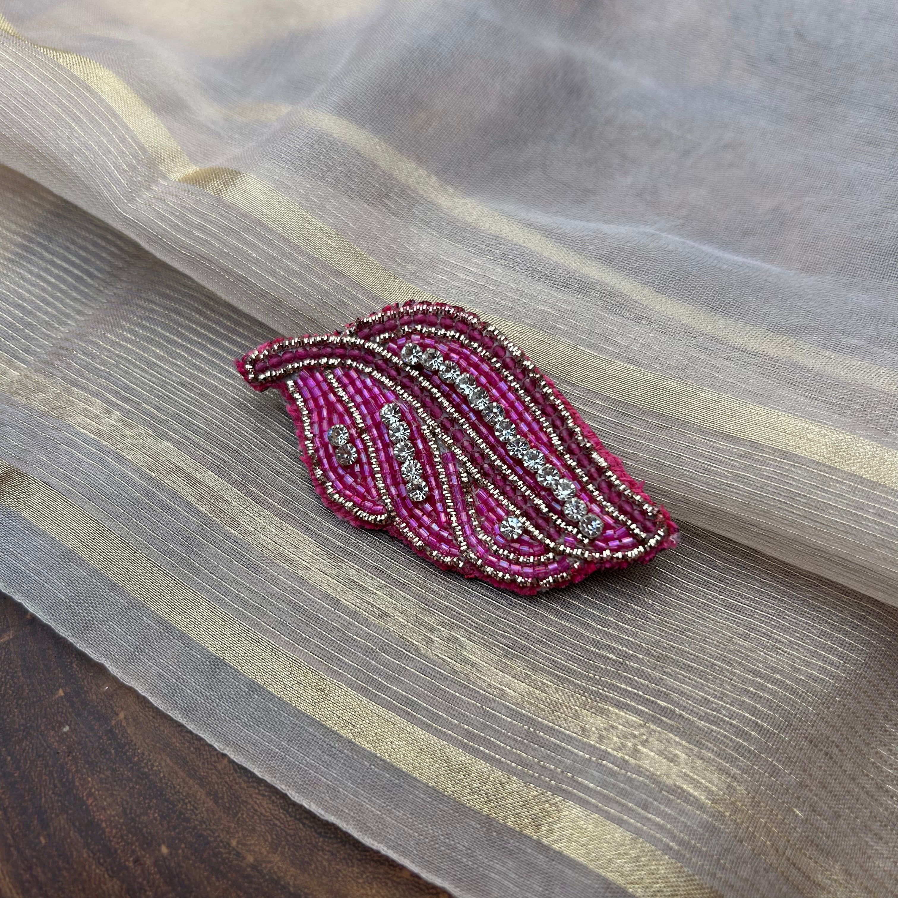 AB Dark Pink Cut bead Handmade Brooch