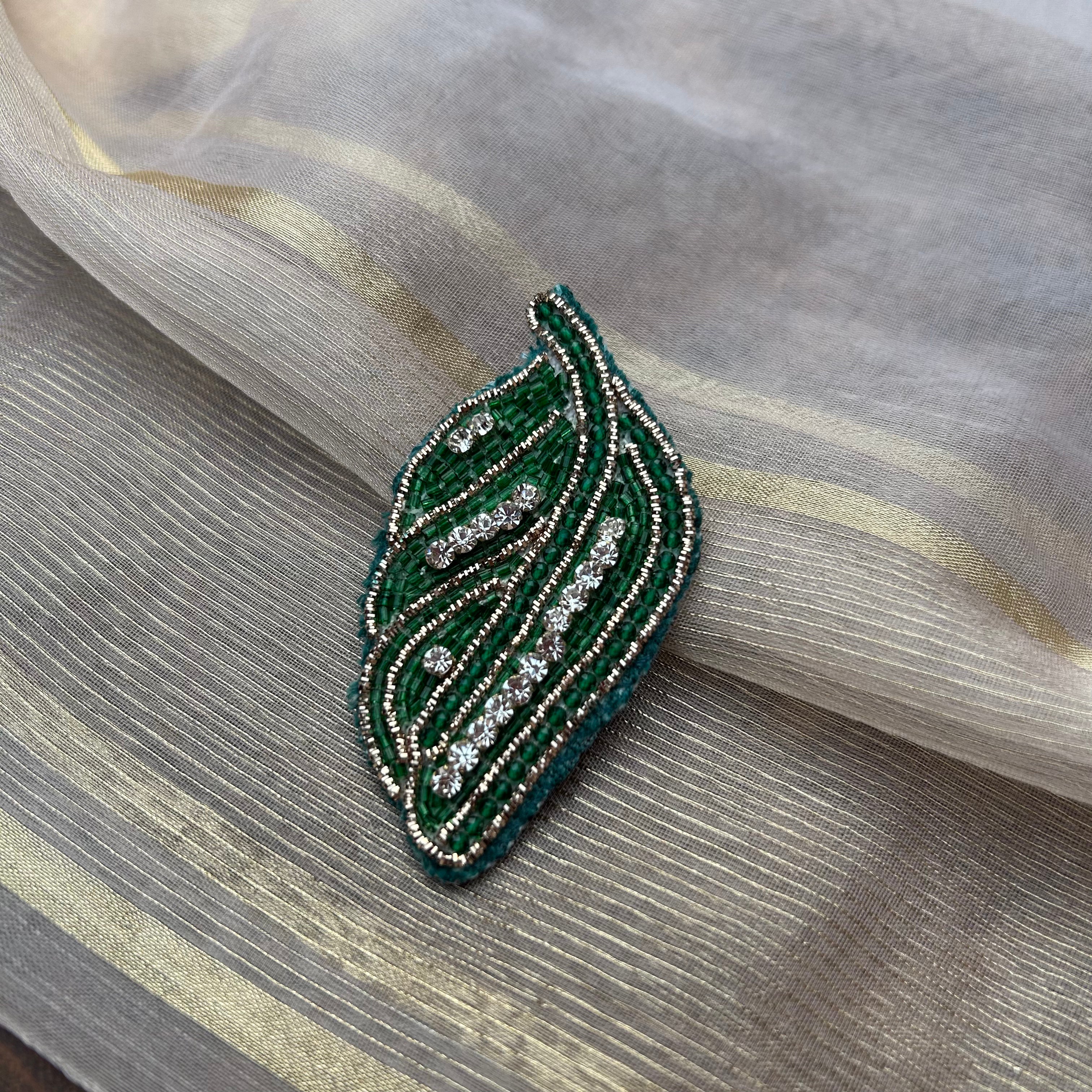 AB Green Cut bead Handmade Brooch