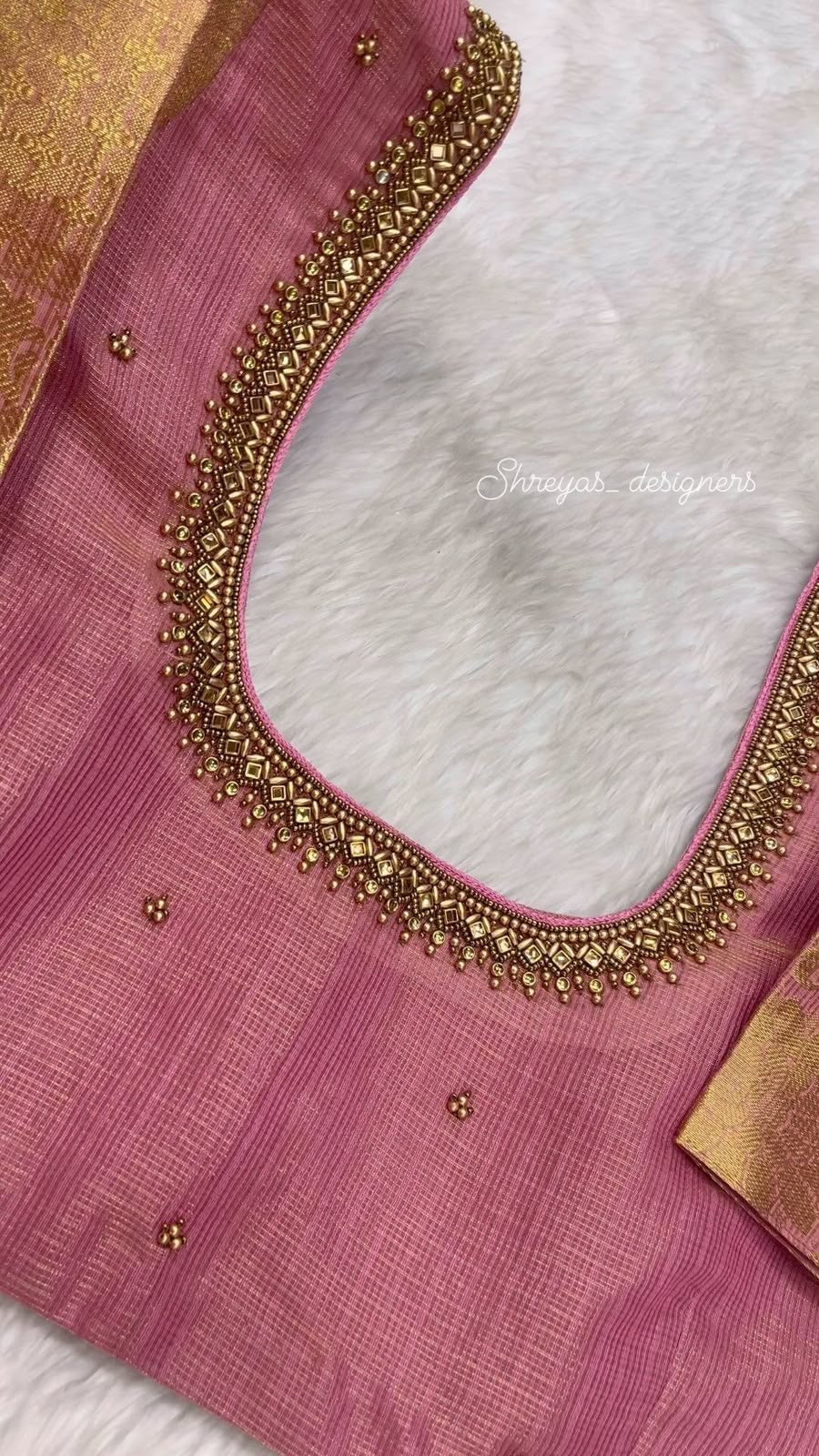 Blush Pink Hand Embroidered Designer Blouse