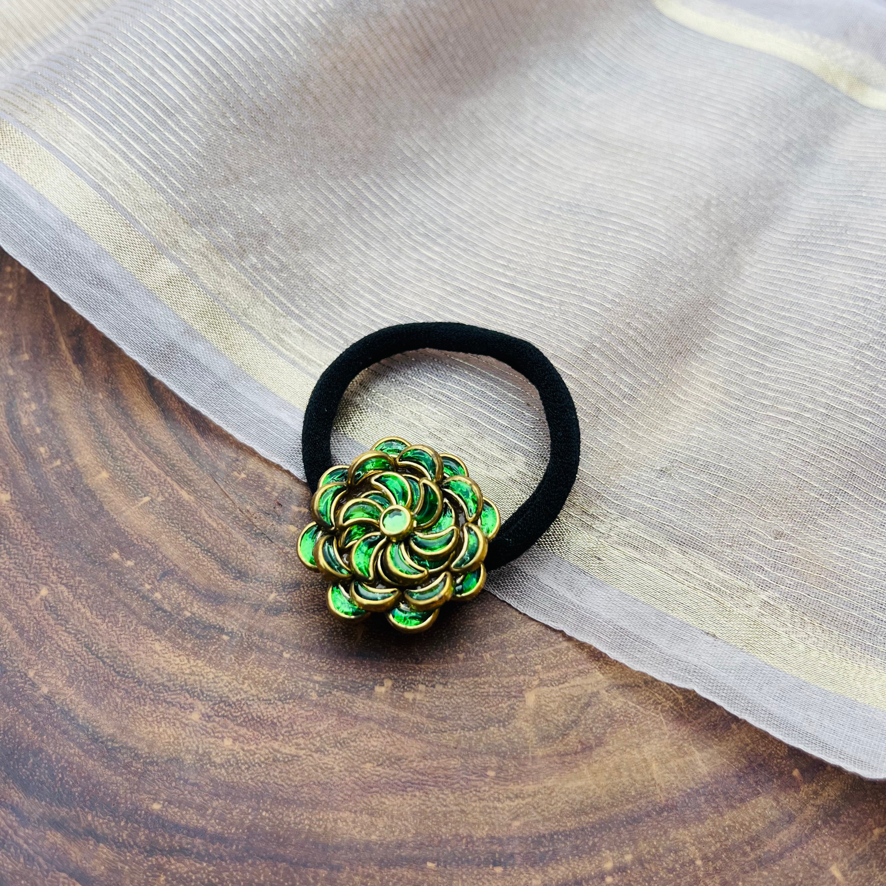 AB Handmade Forest green kundan Hair band