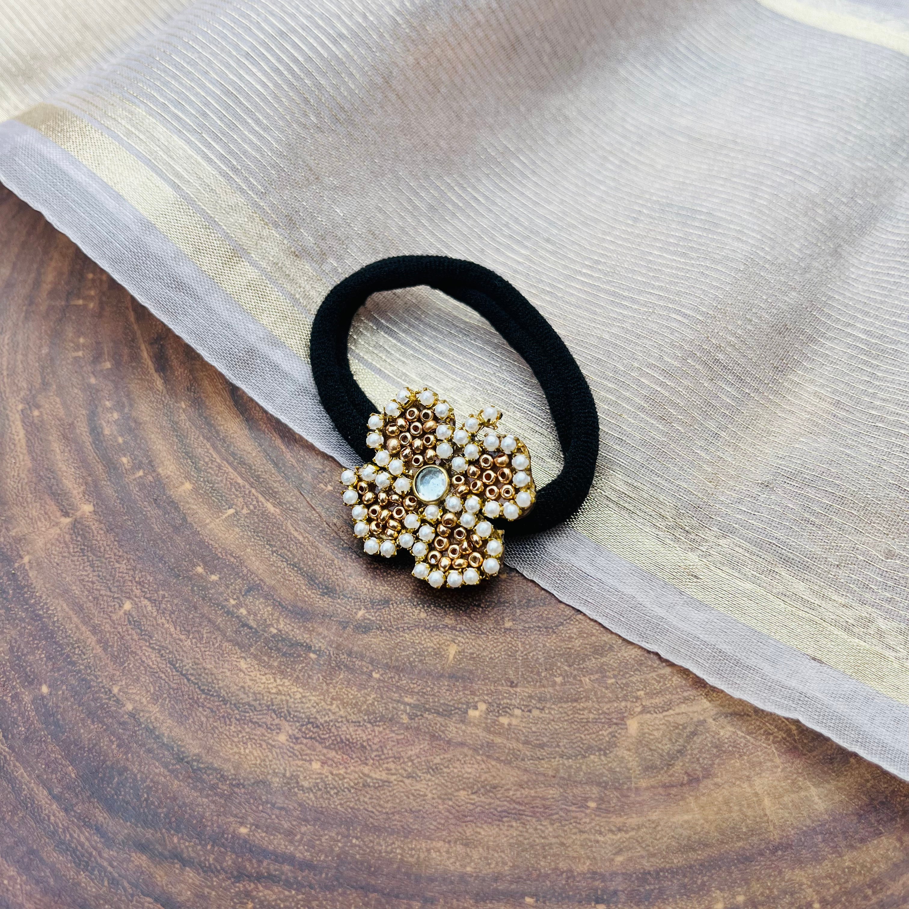 AB Handmade Pearl bead kundan Hair band