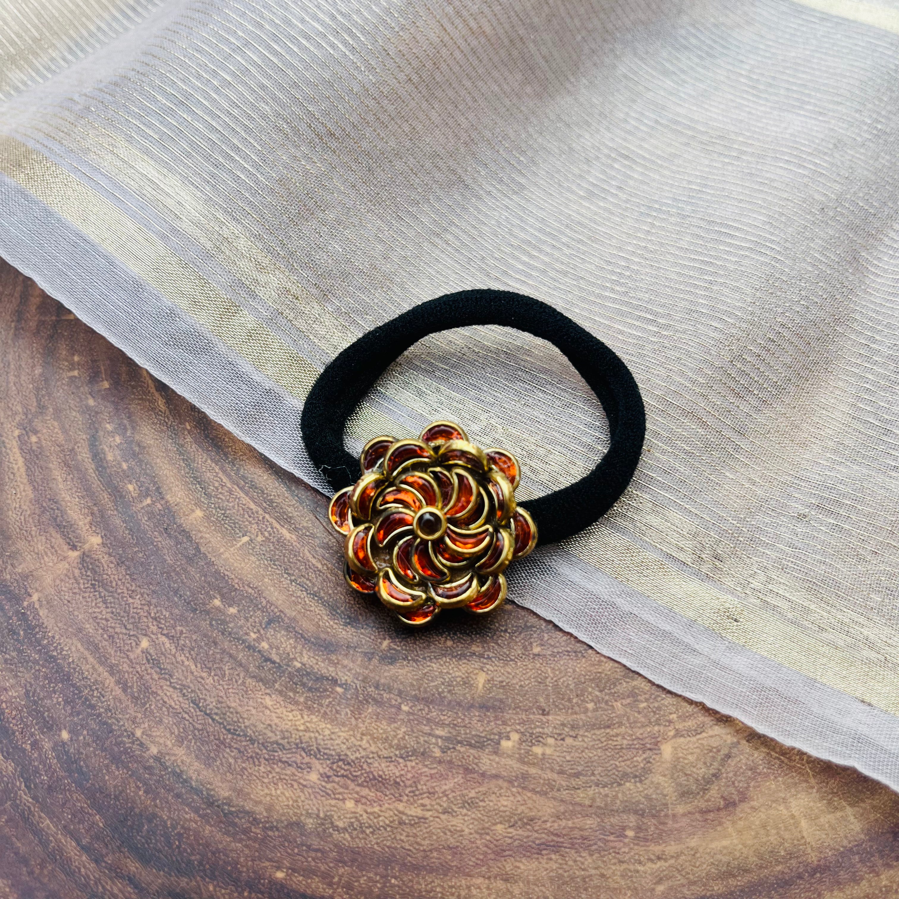 AB Handmade Rust Orange kundan Hair band