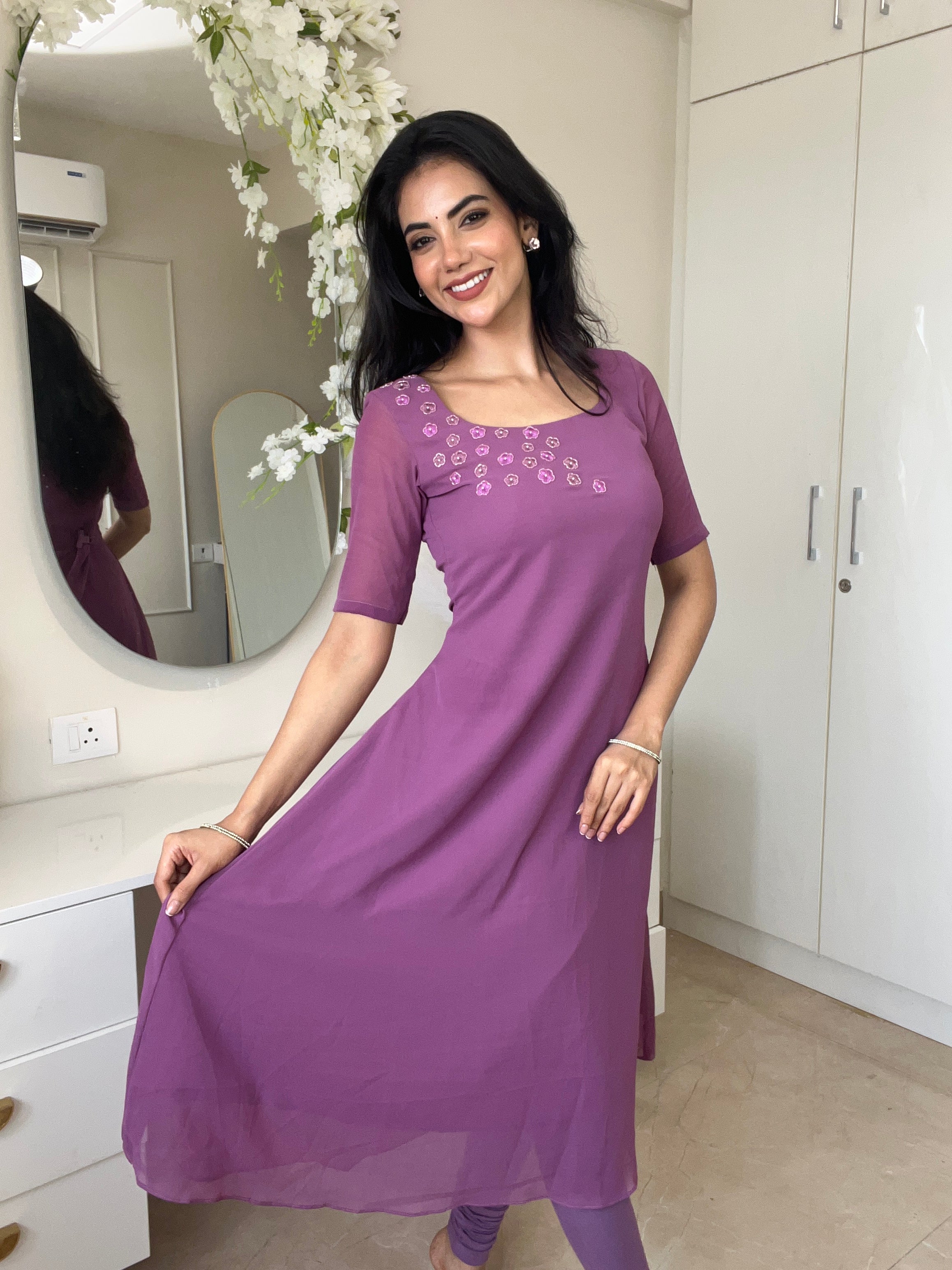 Georgette Mauve Kurti
