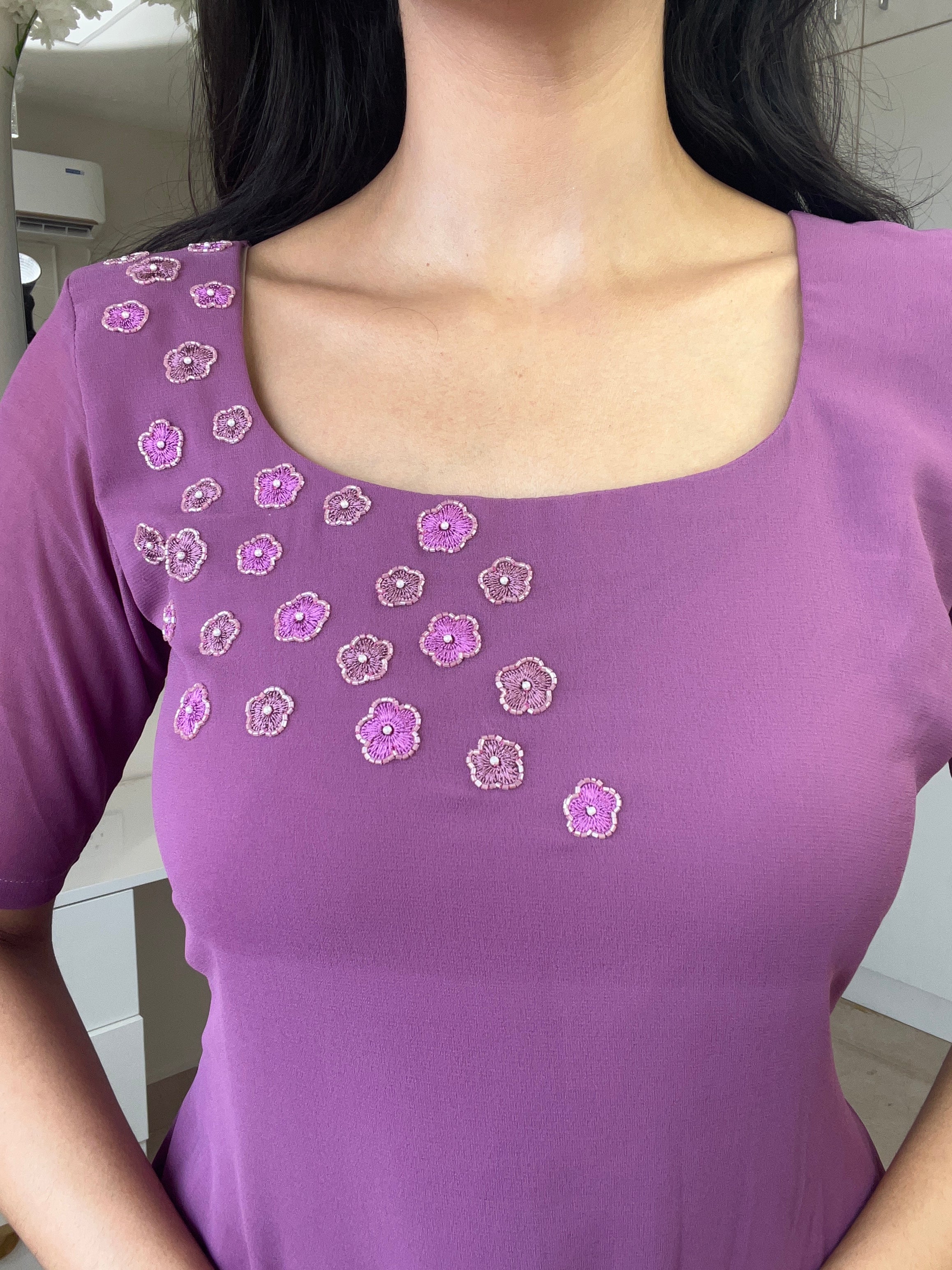 Georgette Mauve Kurti