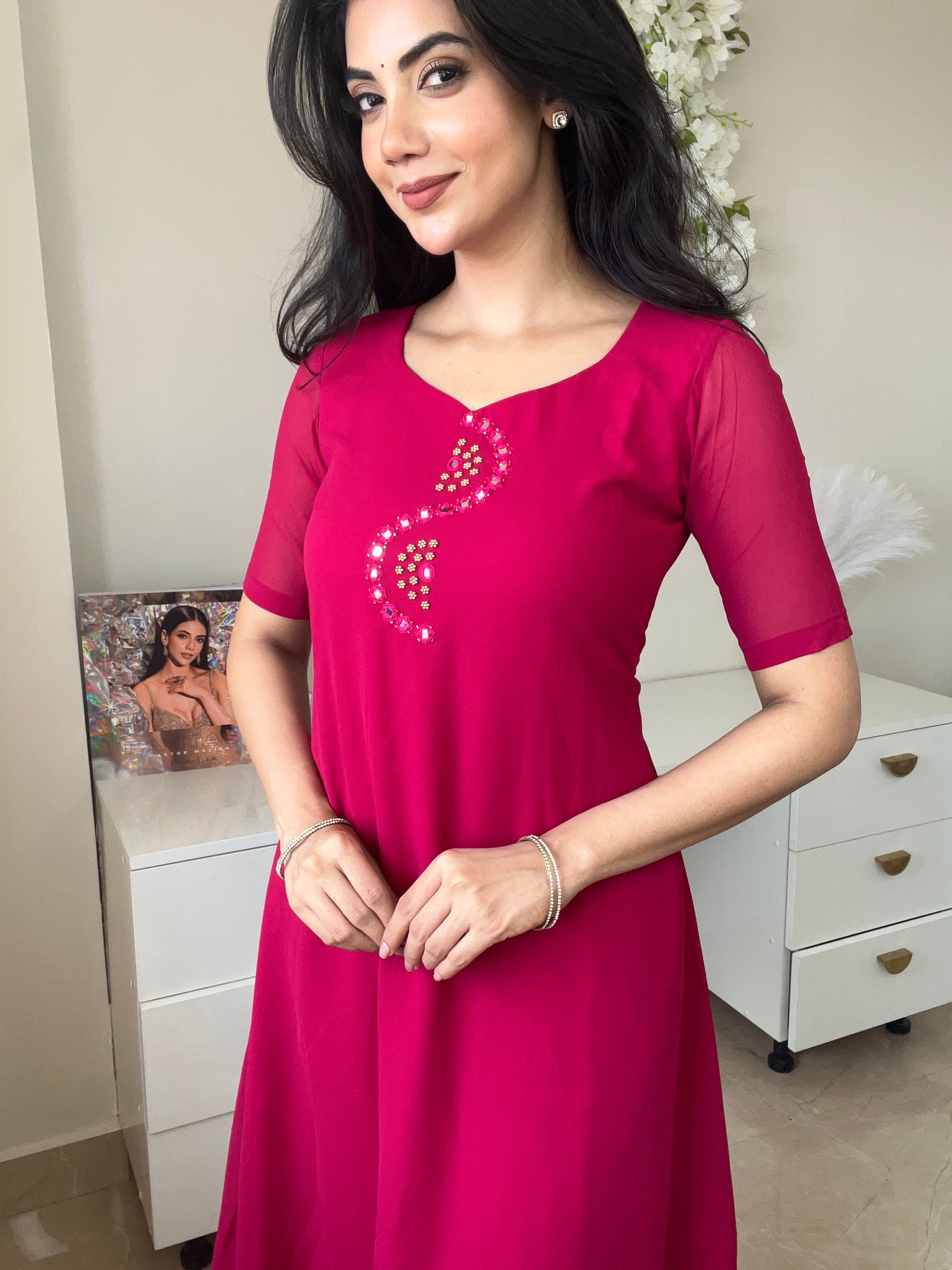 Georgette Red Kurti