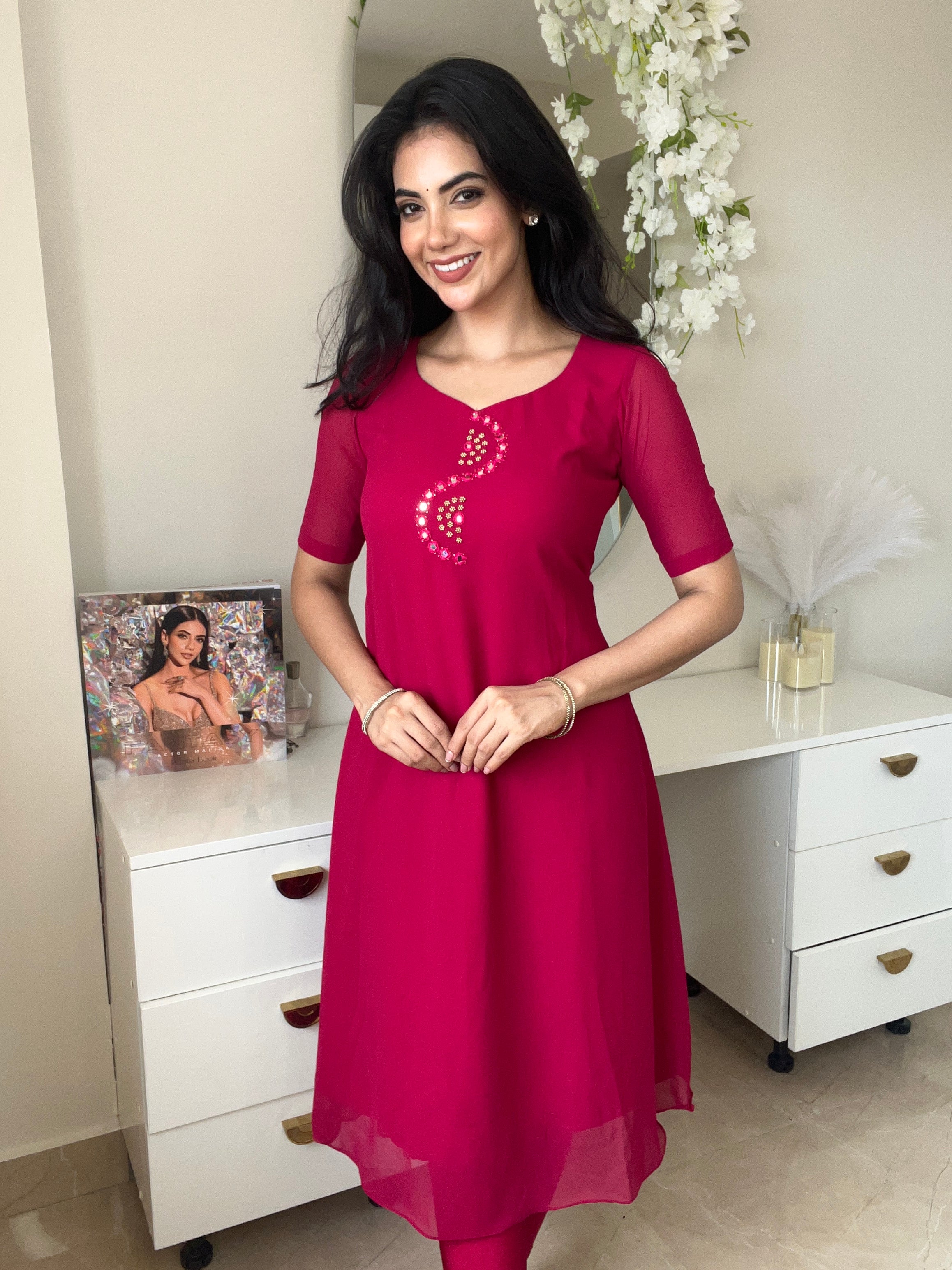 Georgette Red Kurti
