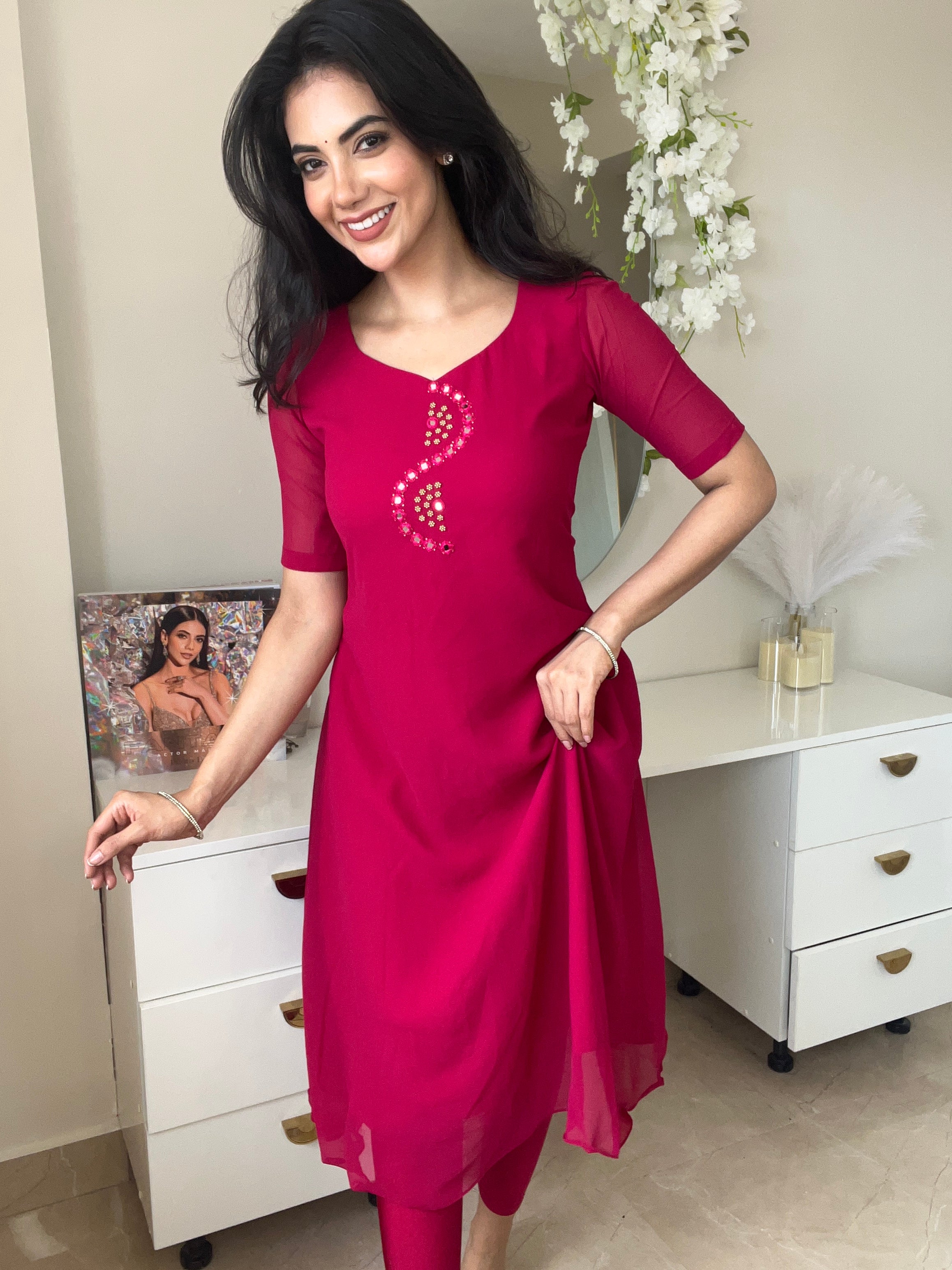 Georgette Red Kurti