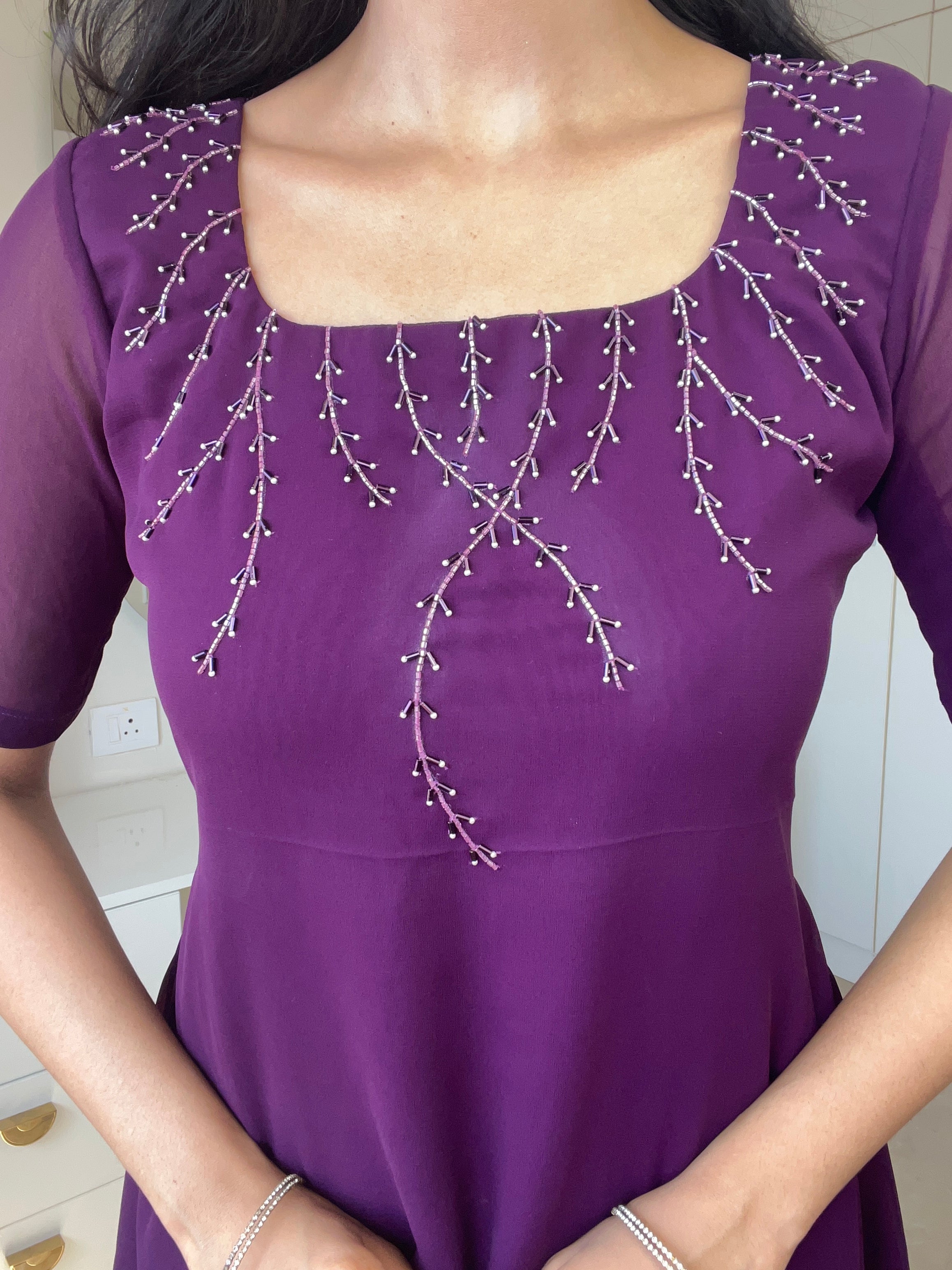 Georgette Wine Kurti