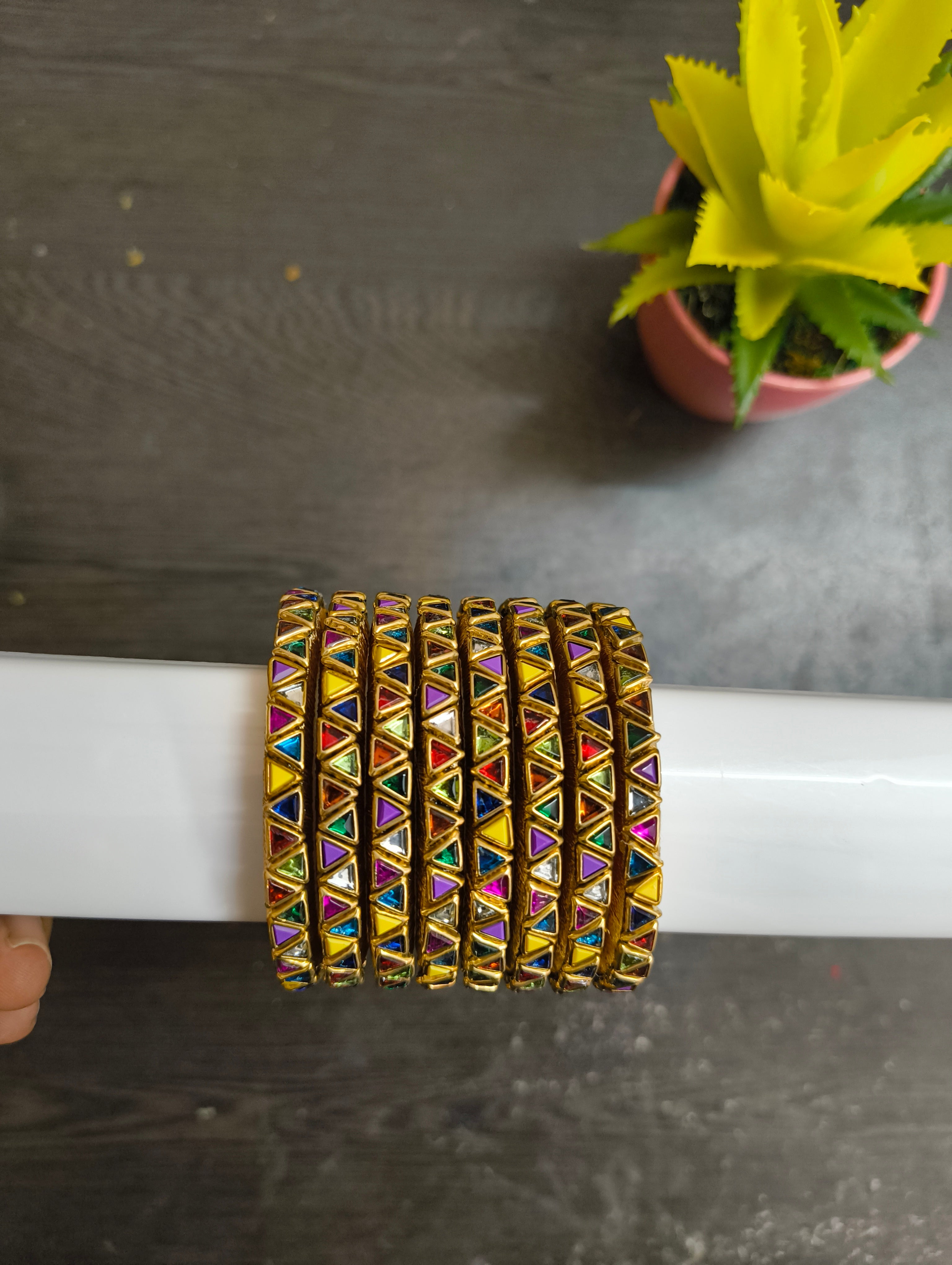 ANIKSHYA KIDS HANDMADE MULTI COLOUR KUNDAN BANGLE VH076