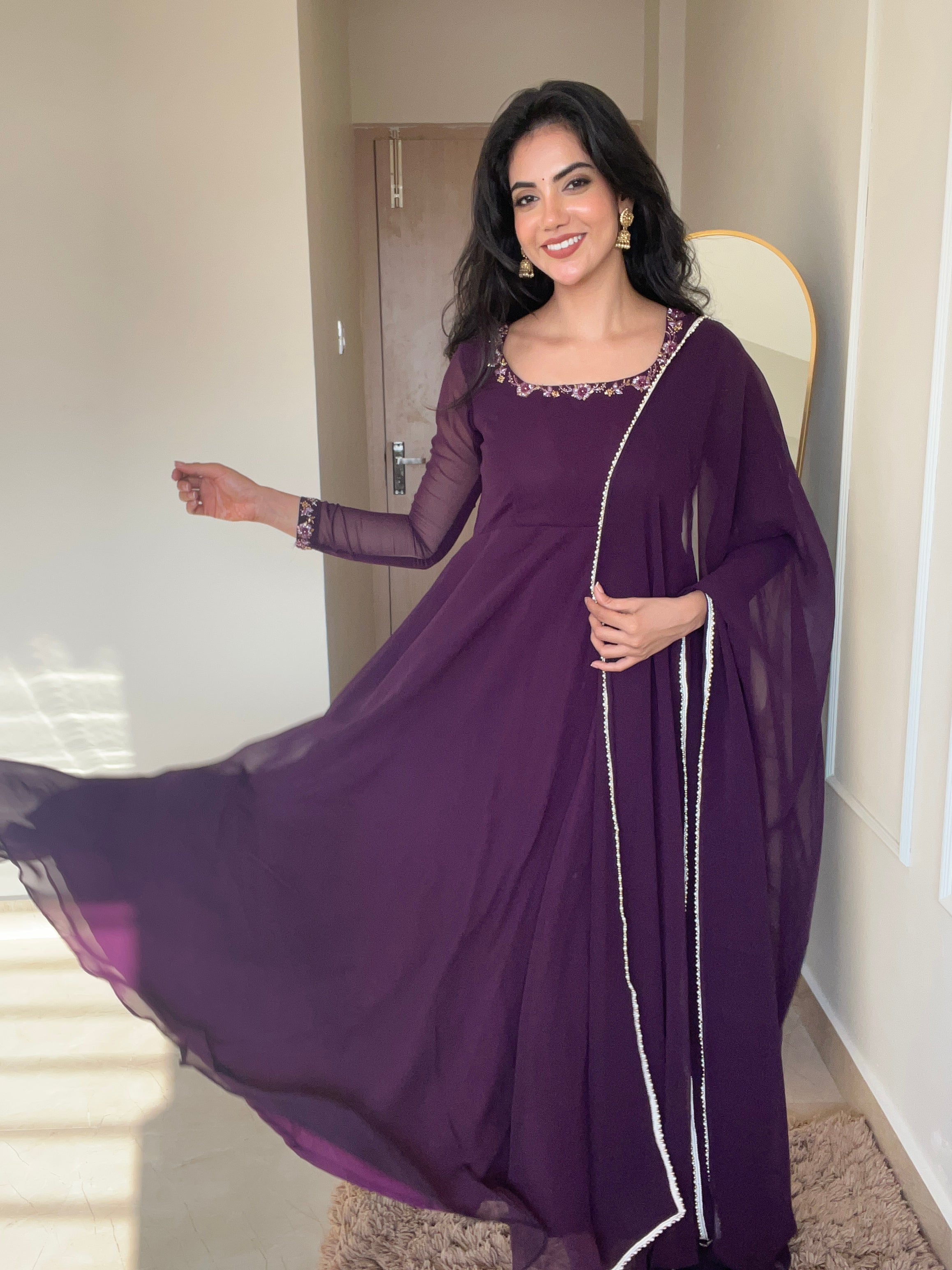 Georgette Wine Gown