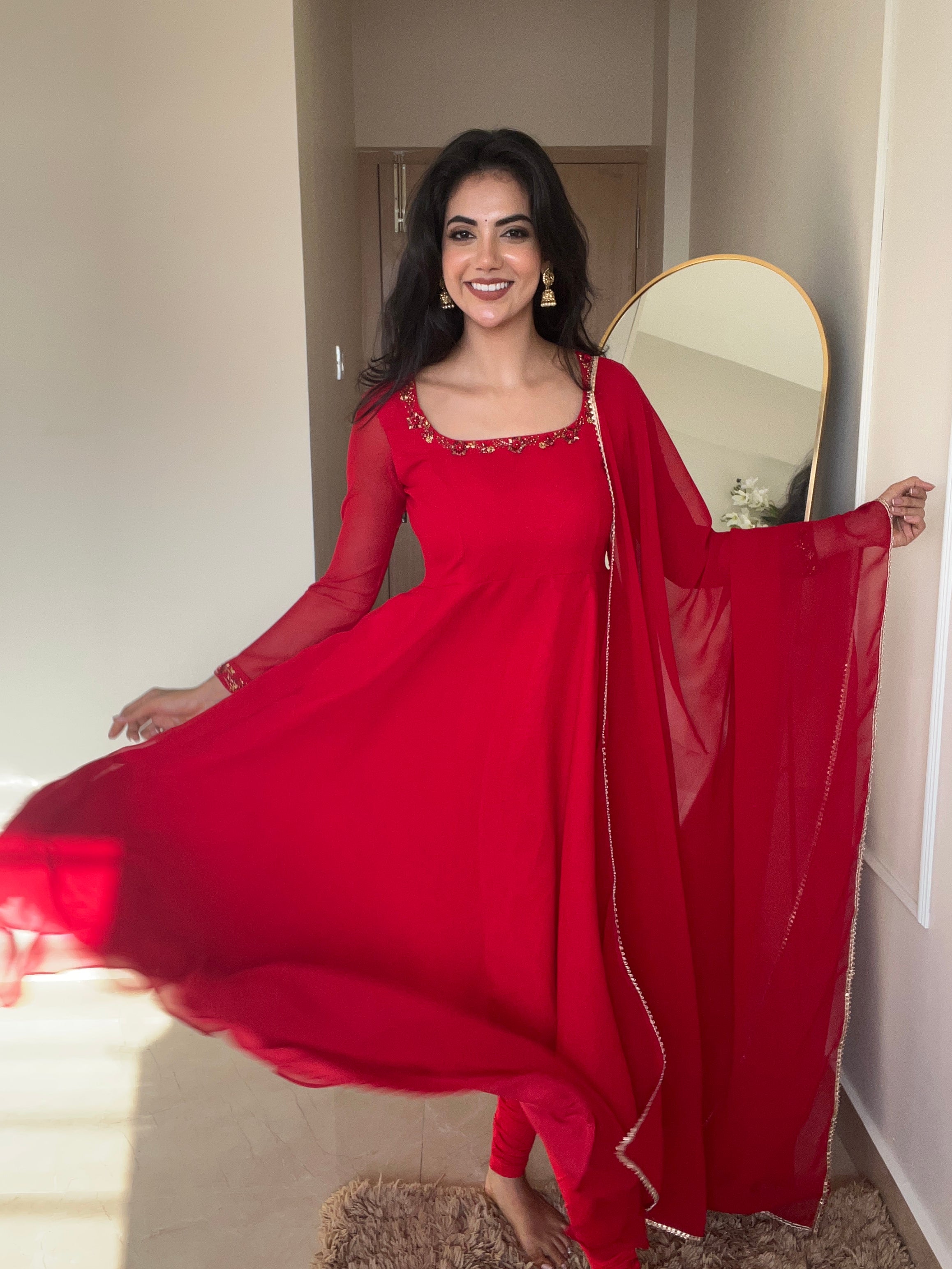 Georgette Red Gown