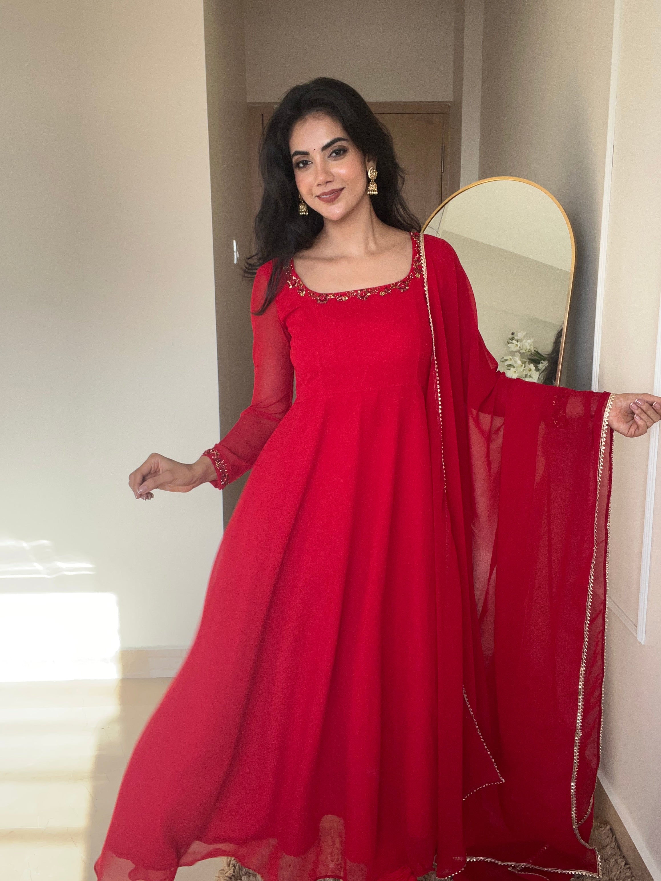 Georgette Red Gown