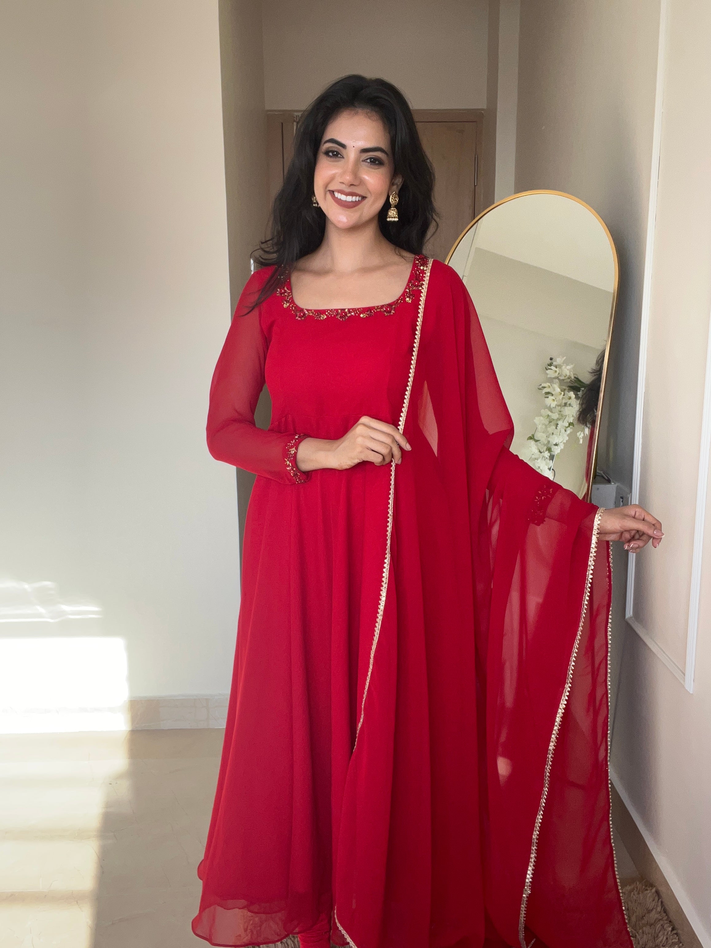 Georgette Red Gown