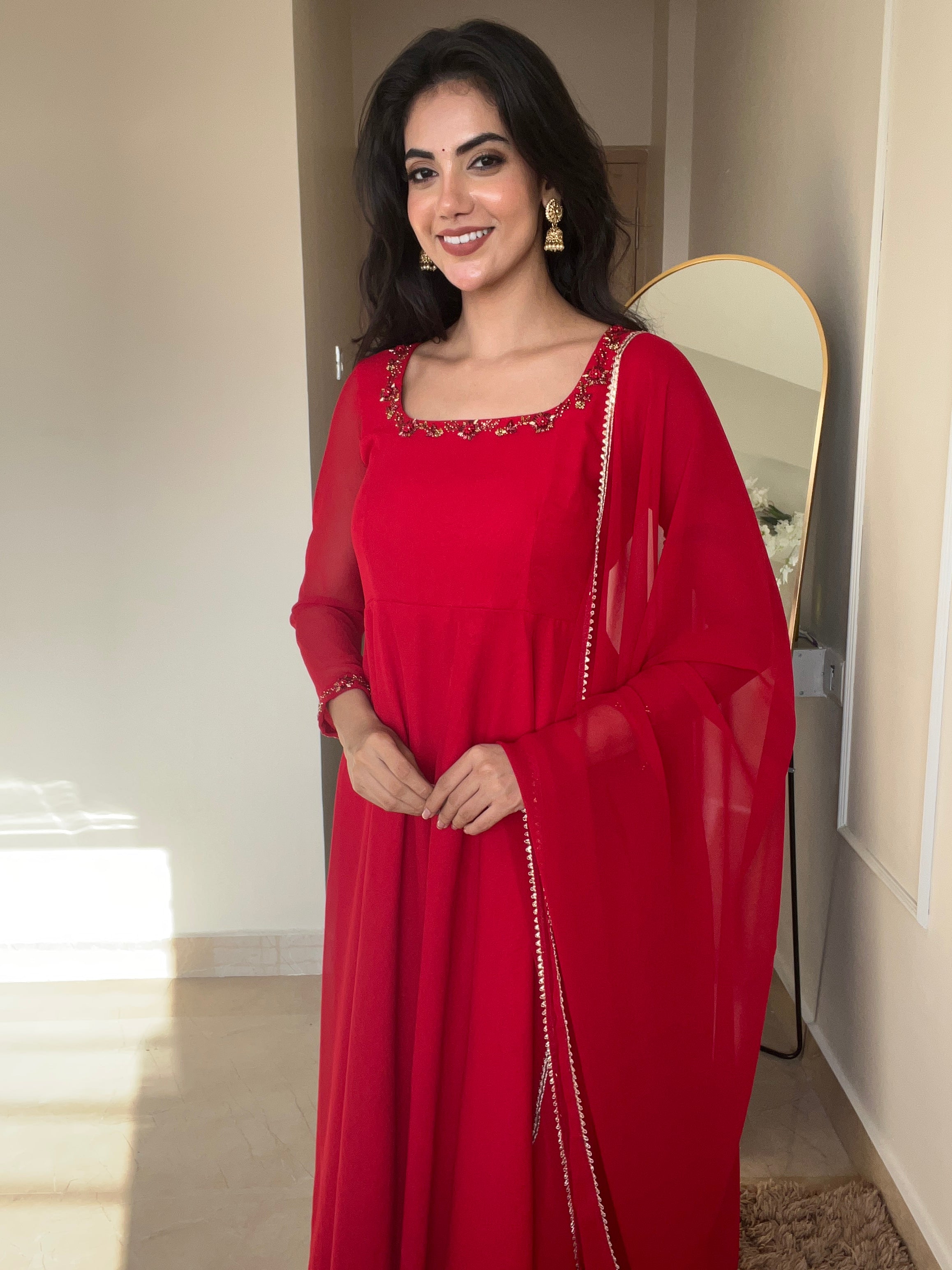 Georgette Red Gown