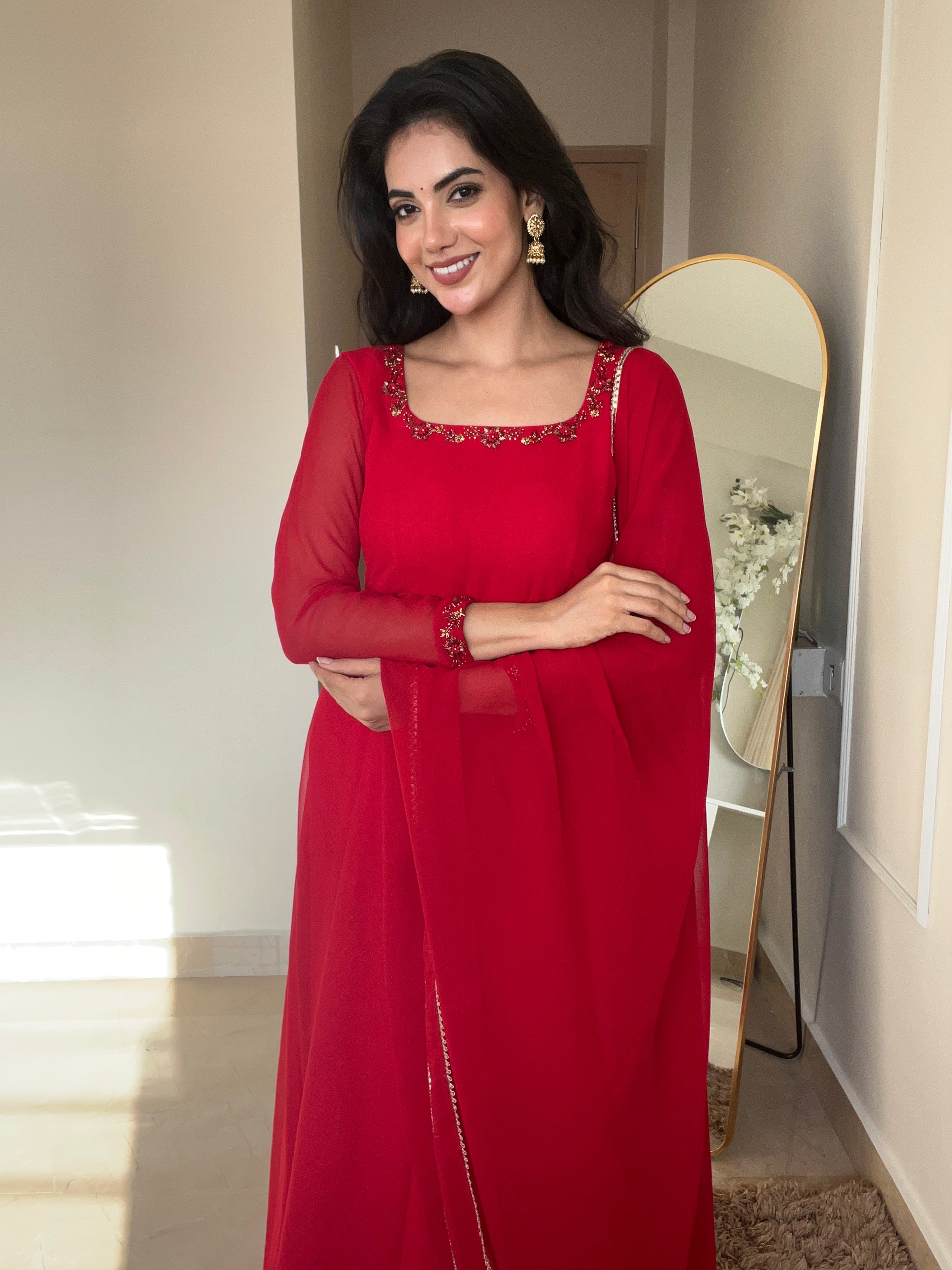 Georgette Red Gown