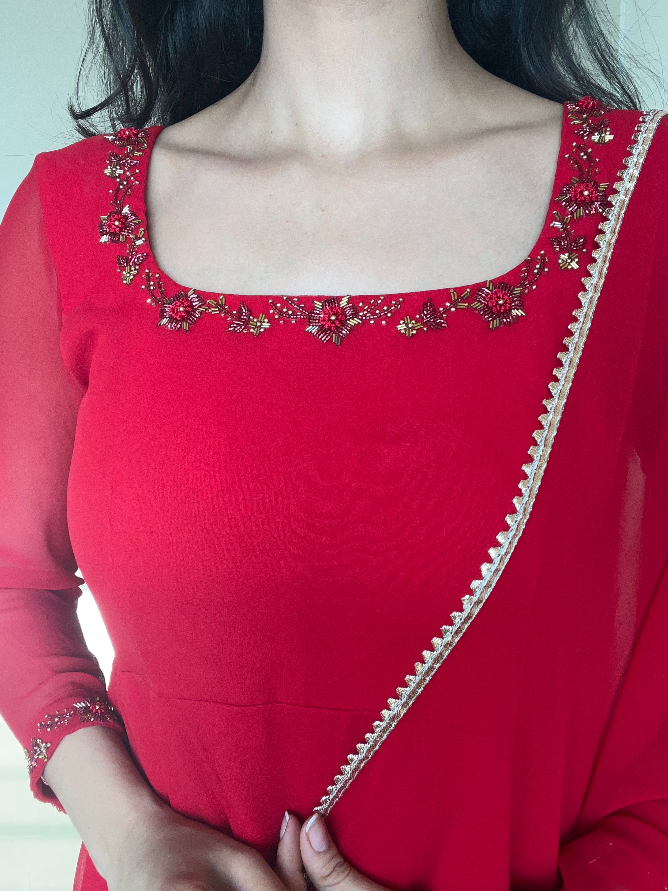 Georgette Red Gown