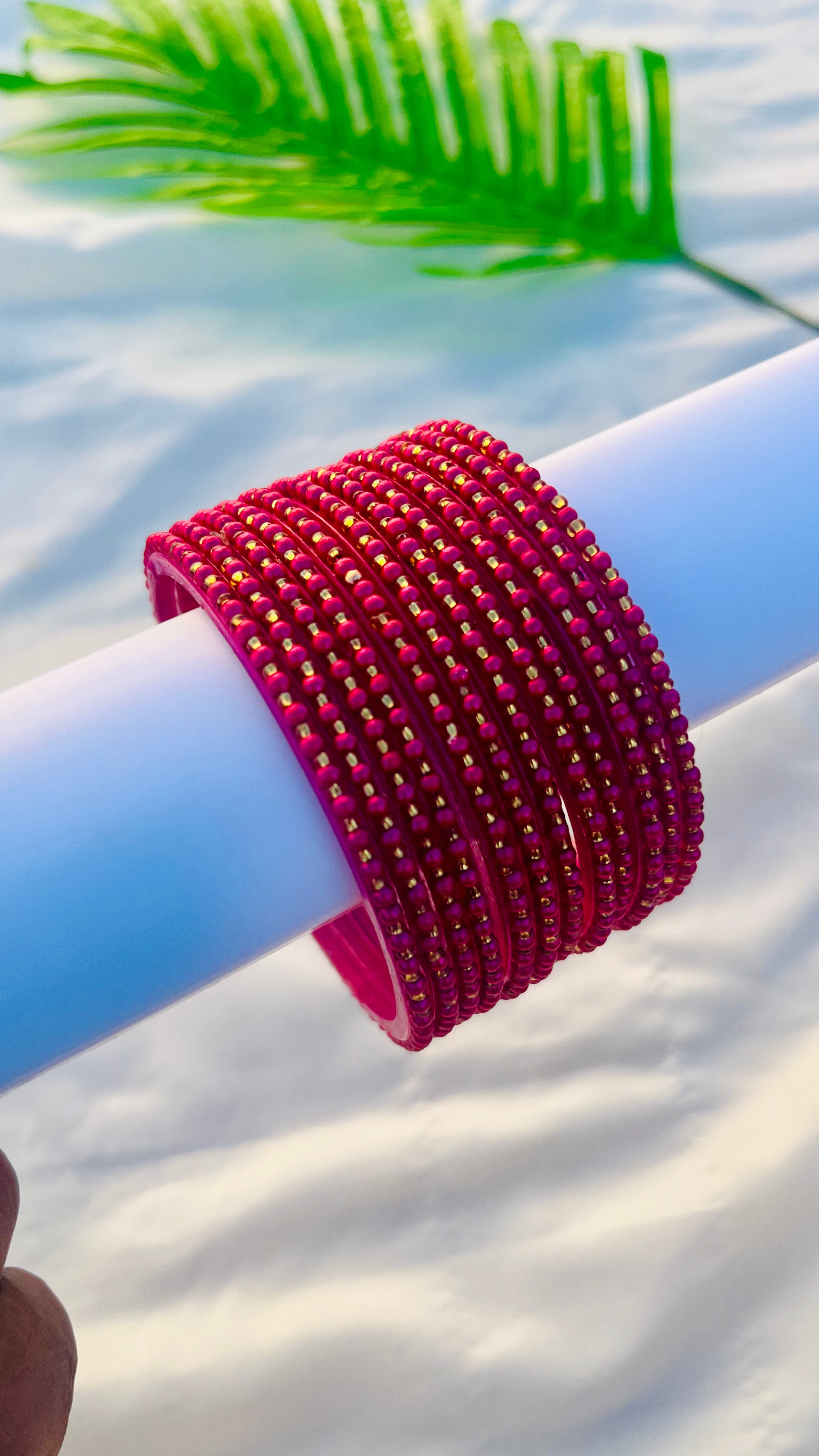 ANIKSHYA DARK PINK GLASS BANGLE VH069