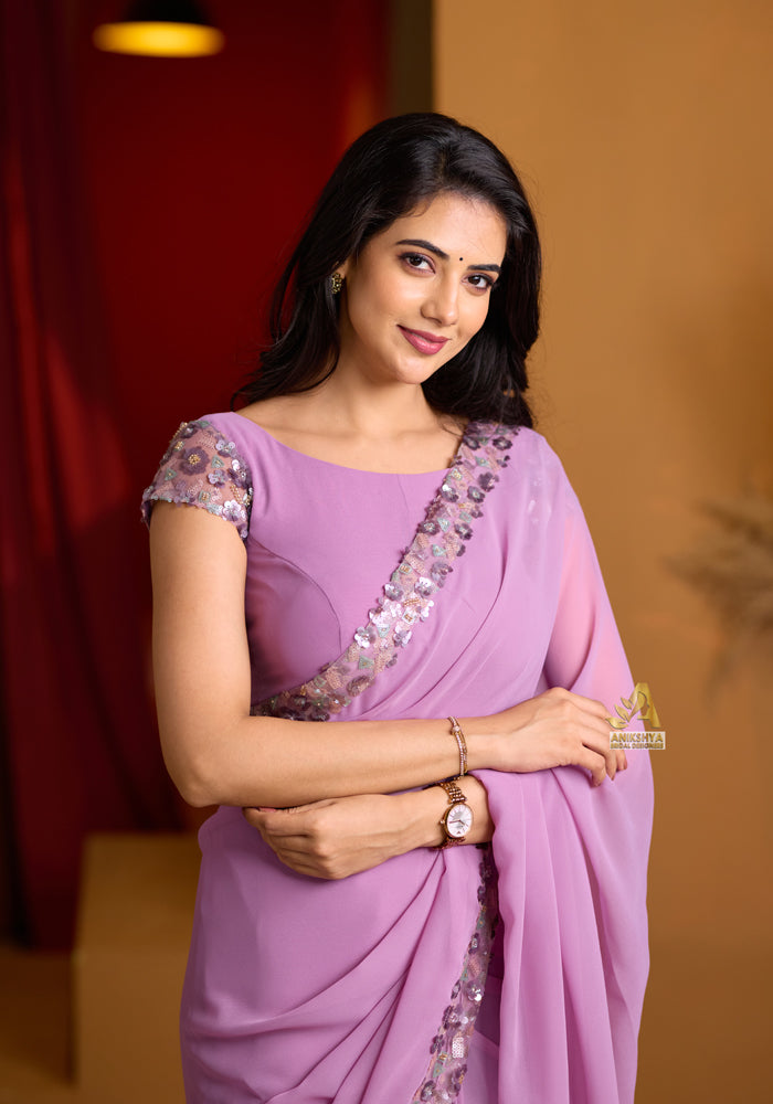 Mauve Georgette saree