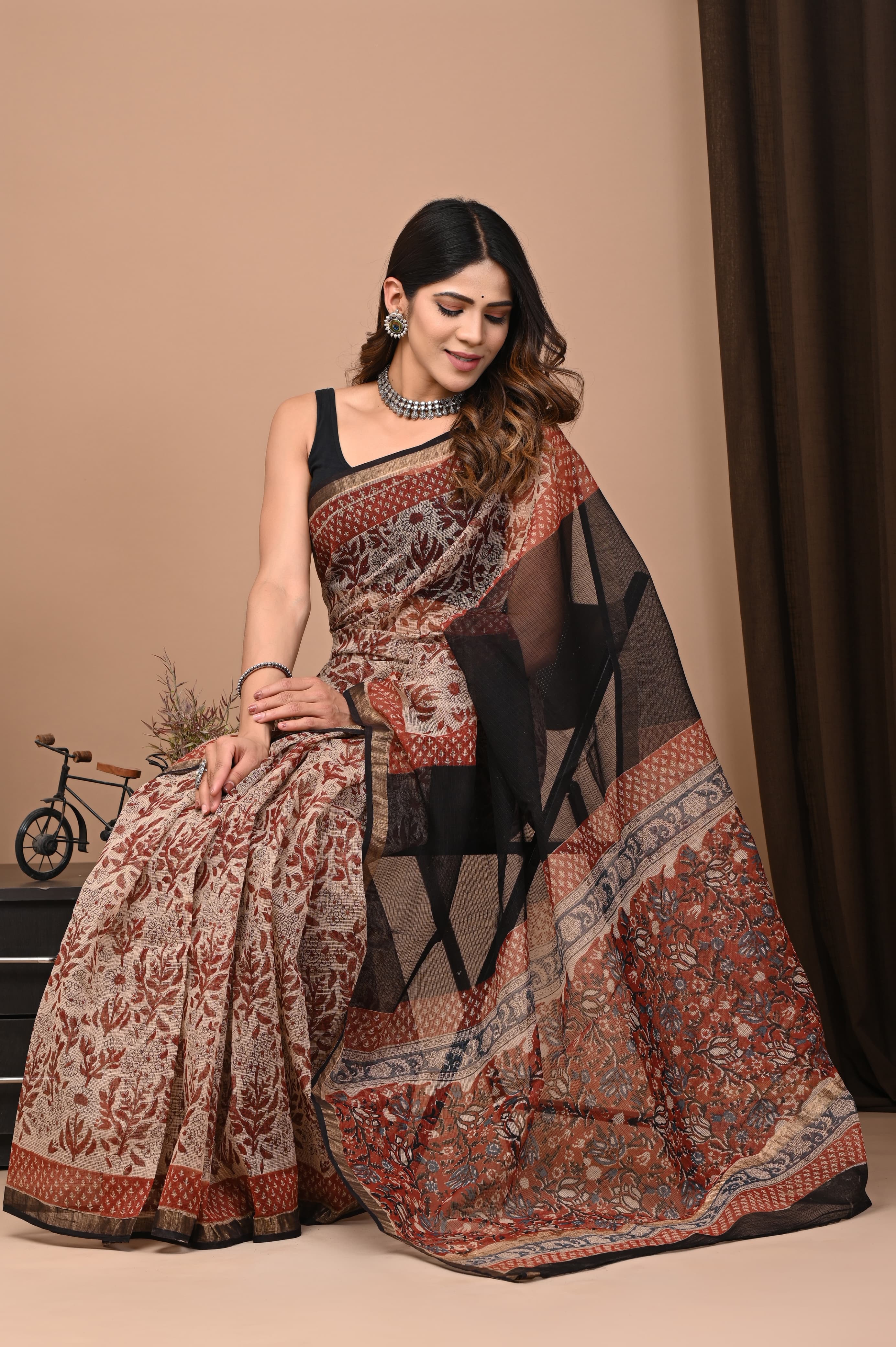 Anikshya D6 Ajriya Ash Black saree