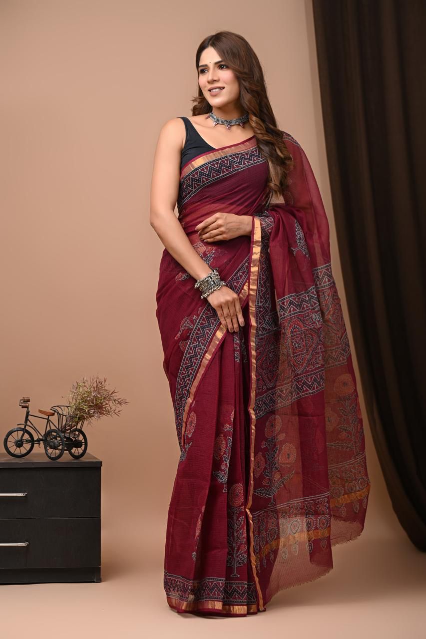 Anikshya M1 Red JaipurBlock Print Kota saree