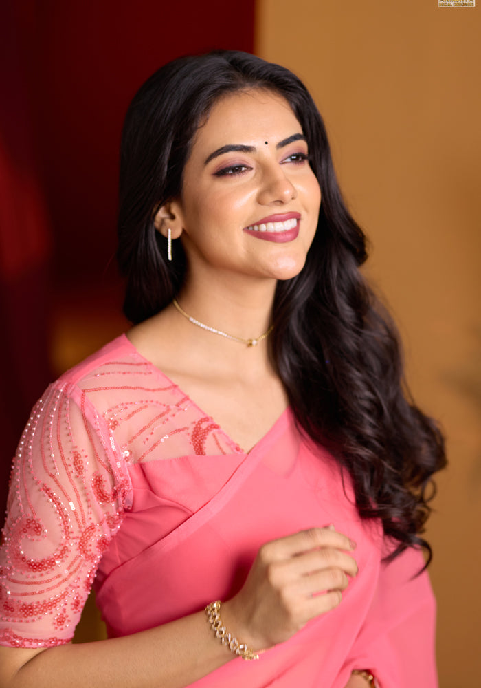 Peach Sembaruthi Georgette saree