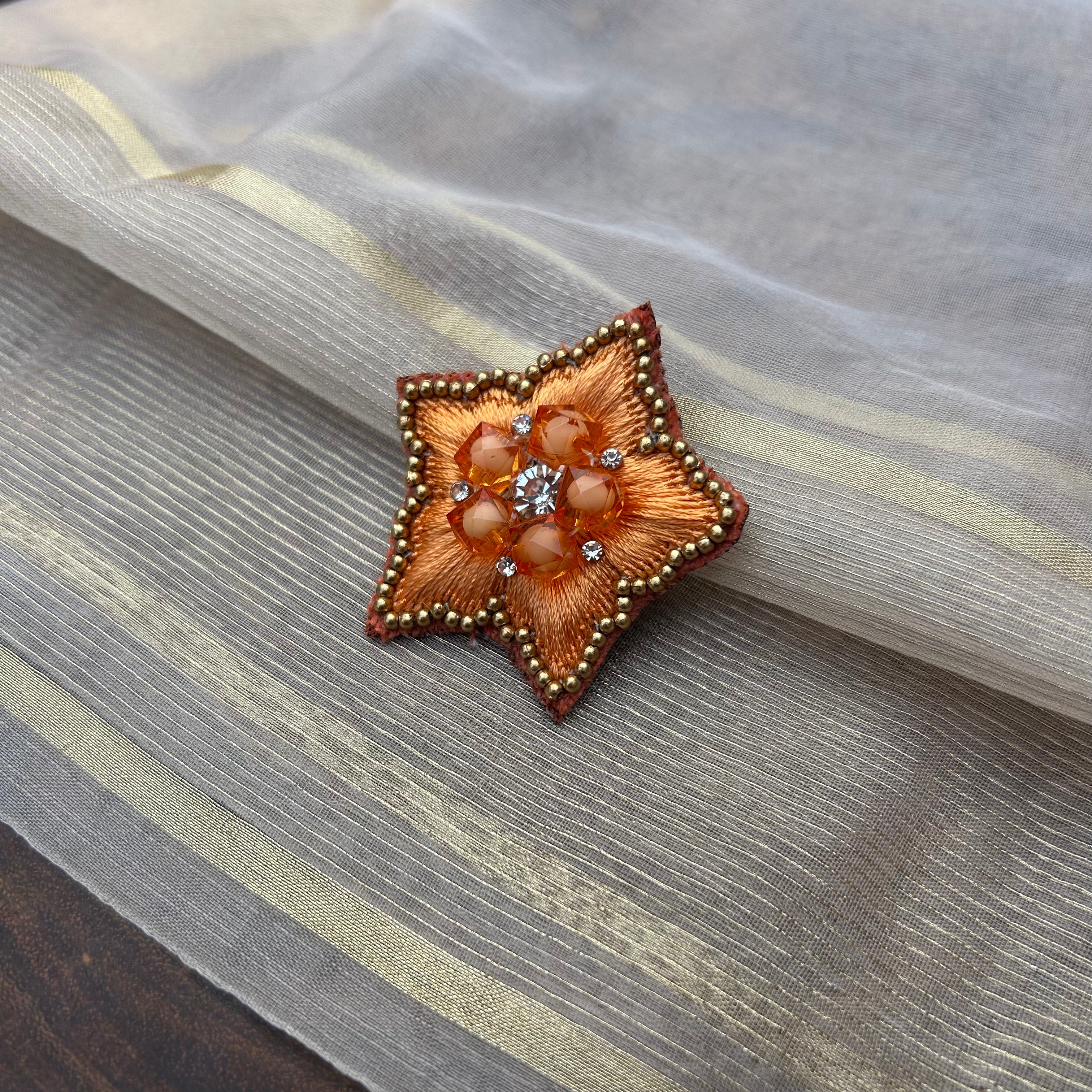 AB Peach silk thread Handmade brooch