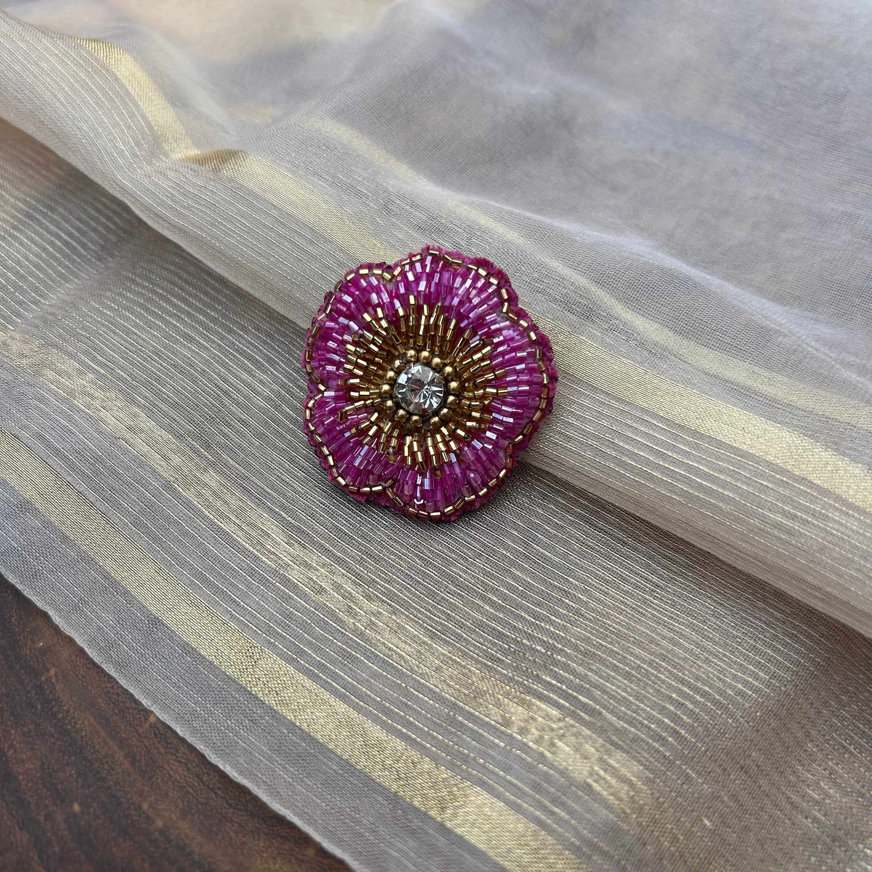 AB Lite Pink Cut bead Flower Handmade Brooch