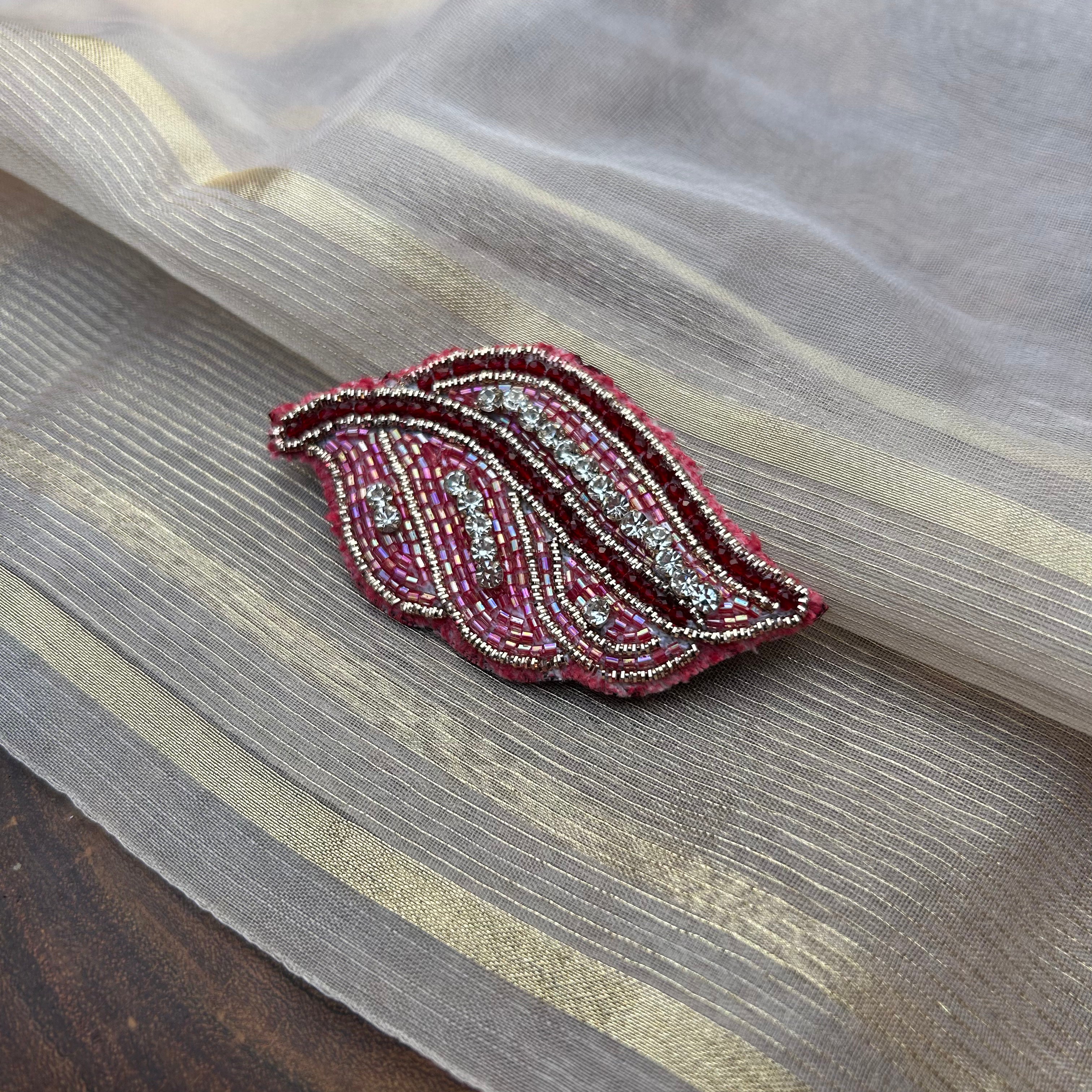 AB Rani Pink Cut bead Handmade Brooch