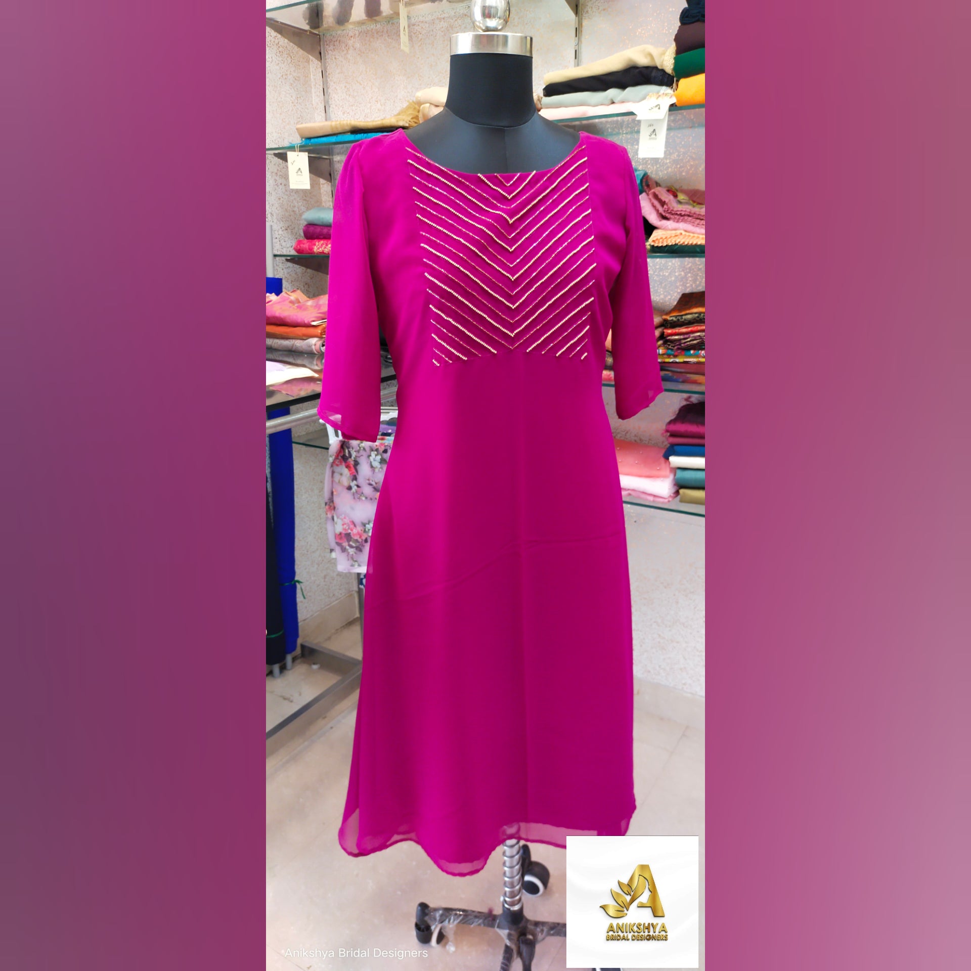 Georgette magenta Kurti