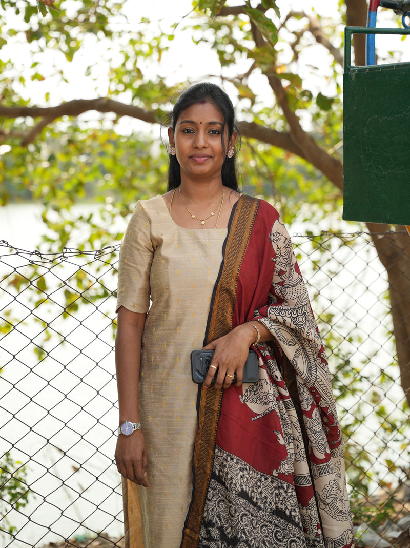 Unstitched raw silk salwar suit - 48B81312D914