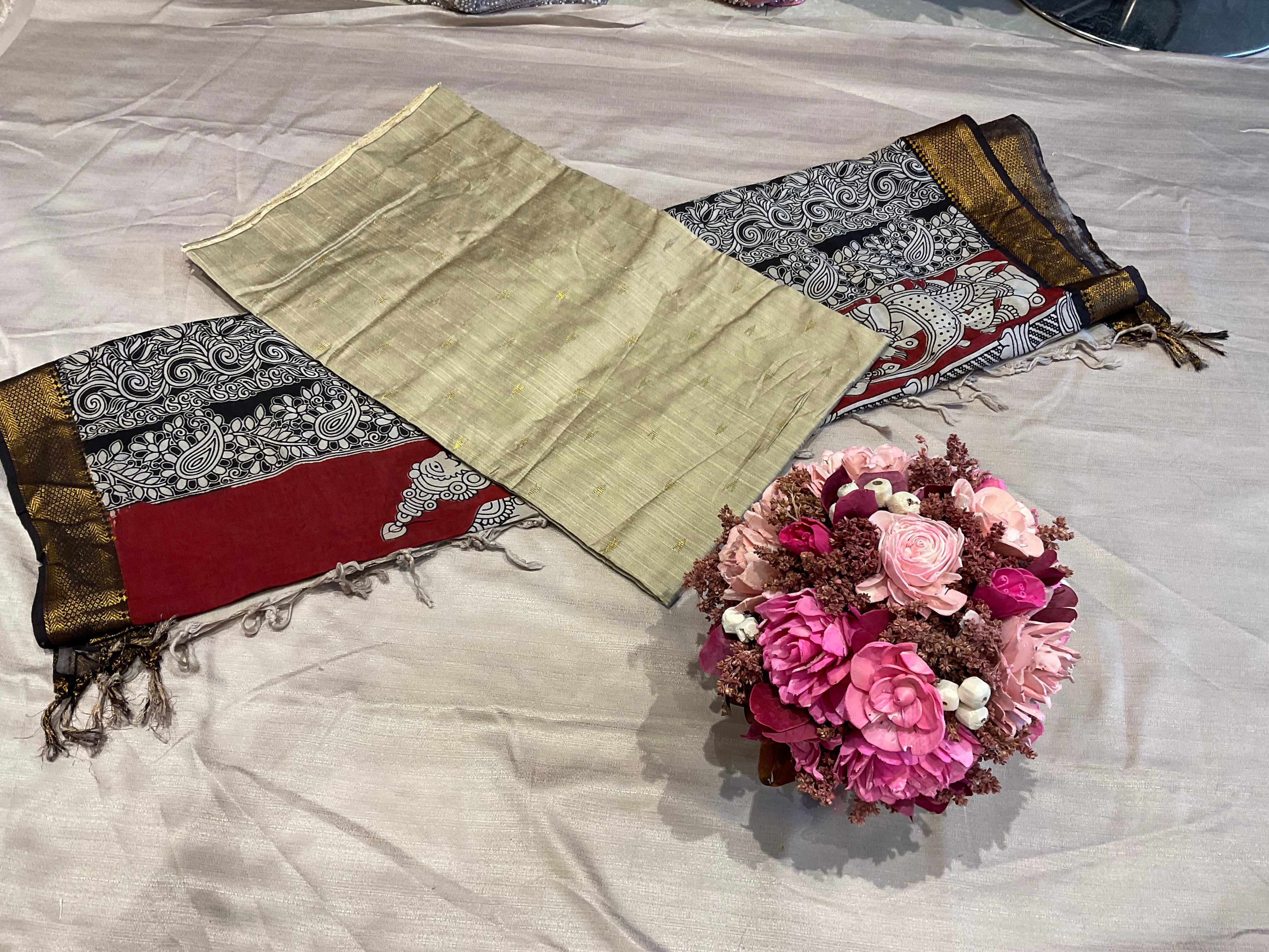 Unstitched raw silk salwar suit - 48B81312D914