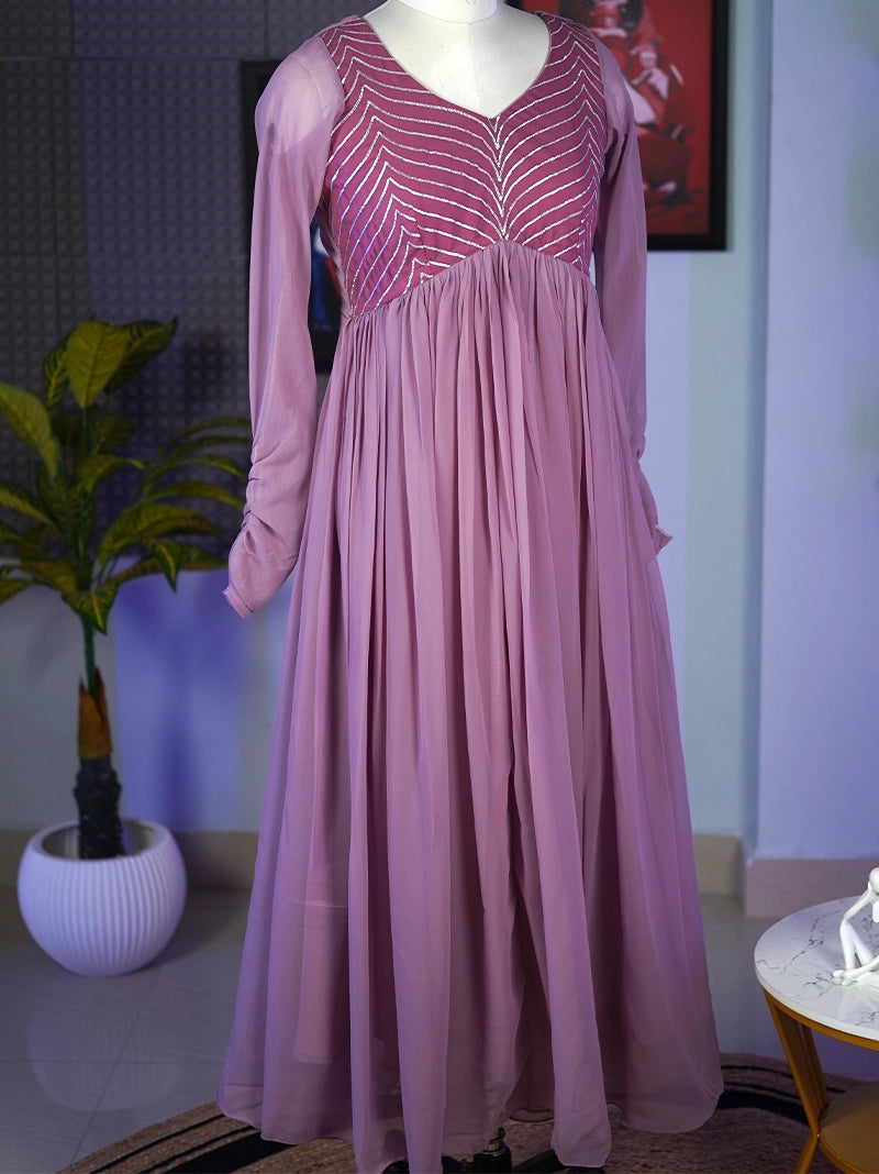 Anikshya Onion Pink Alia cut party wear Dress