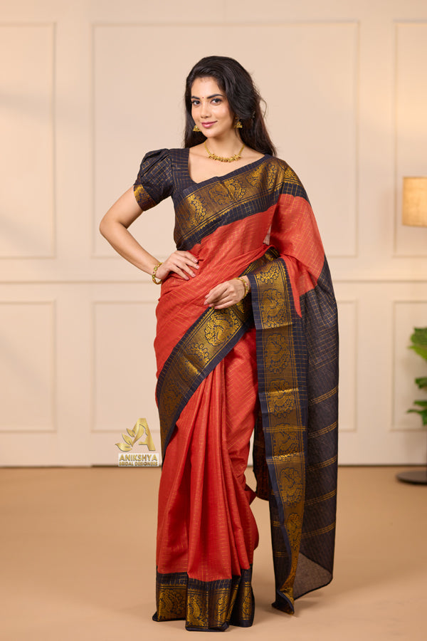 Light Orange Sungudi Saree