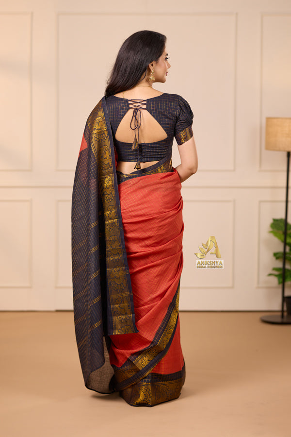 Light Orange Sungudi Saree