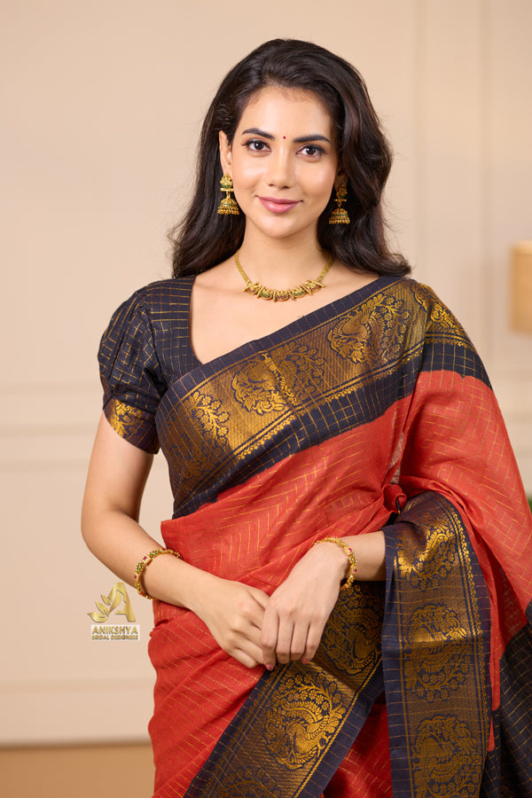 Light Orange Sungudi Saree