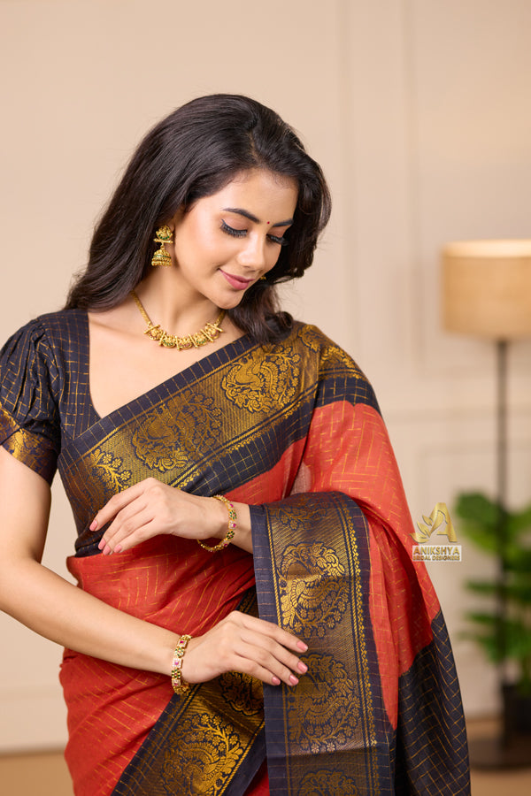 Light Orange Sungudi Saree